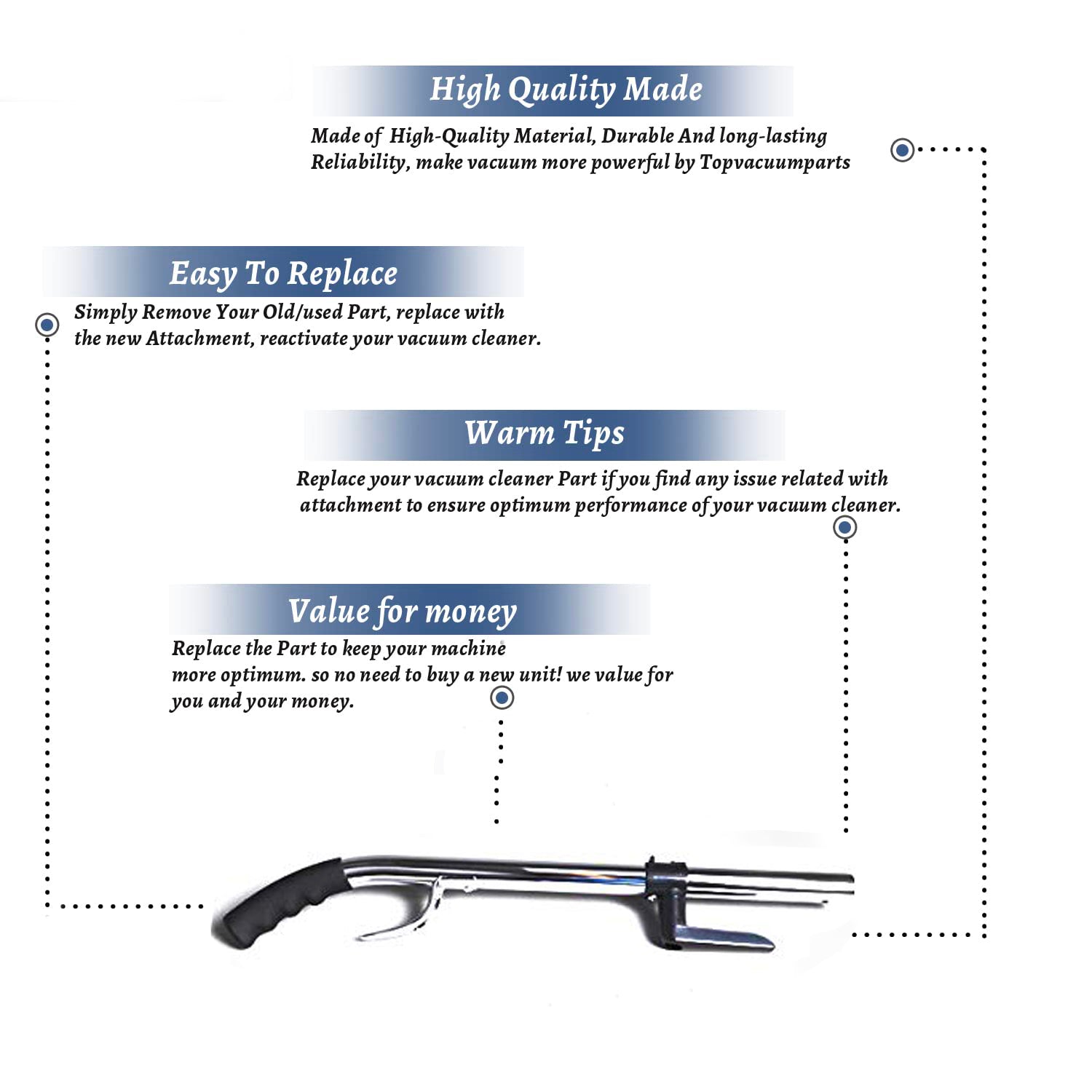 Topvacuumparts Replacement Part For Evolution-Bernina 6100C Vacuum Cleaner Upper Handle with Grip # compare to part 01-6802-06