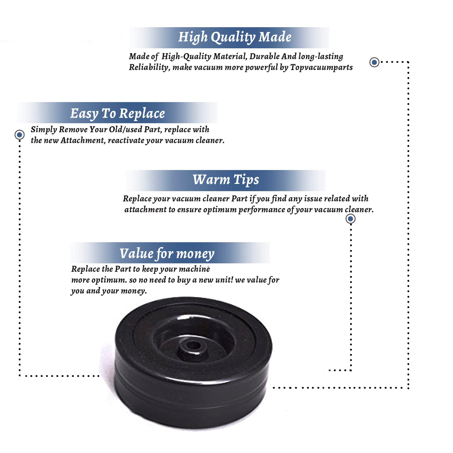 Topvacuumparts Replacement Part For Evolution-Bernina 6100 Vacuum Cleaner Rear Wheel # compare to part 01-7902-69