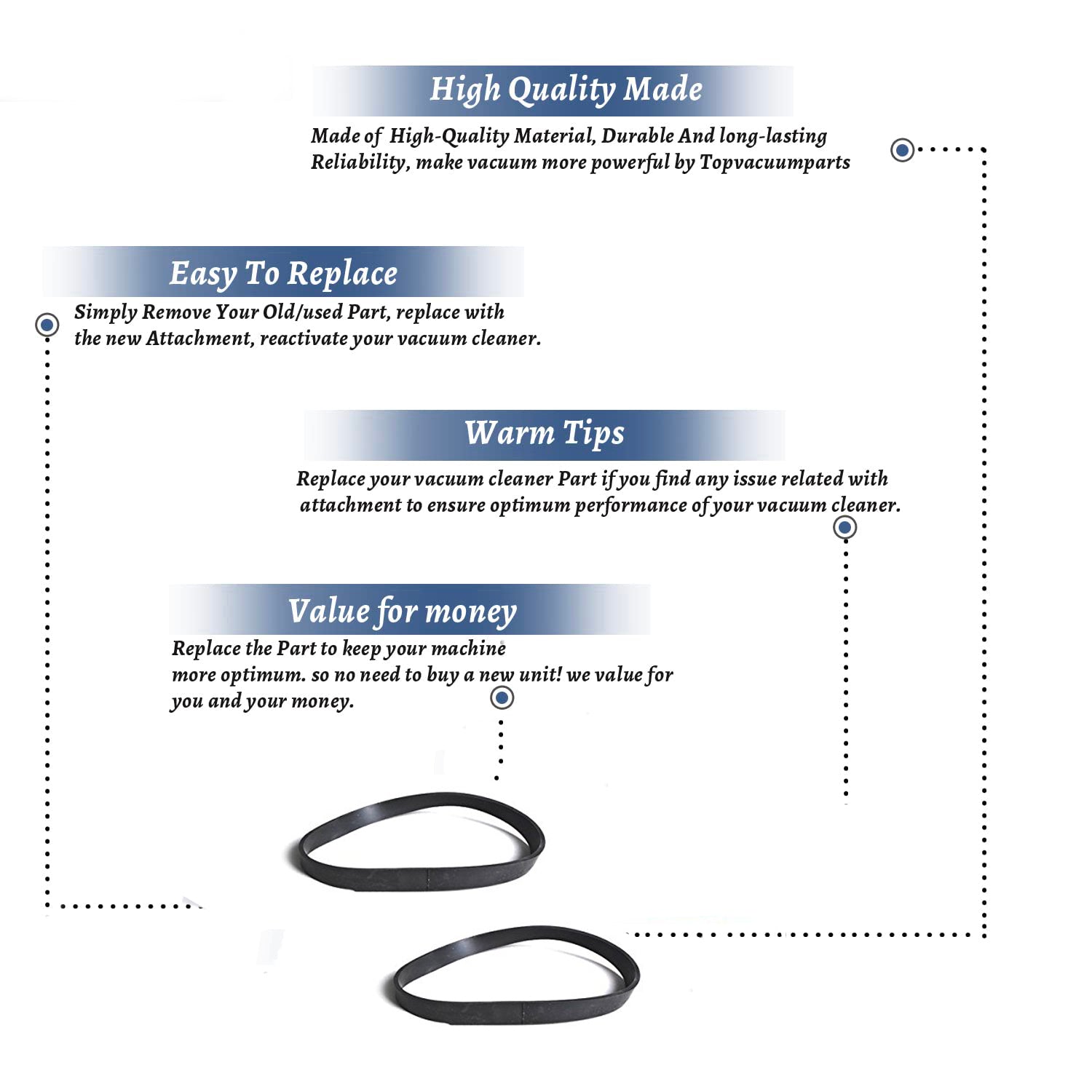 Topvacuumparts Replacement Part For Hoover Dialamatic Upright Vacuum Cleaner Brushroll 2 Falt Belt # compare to part 012471AG