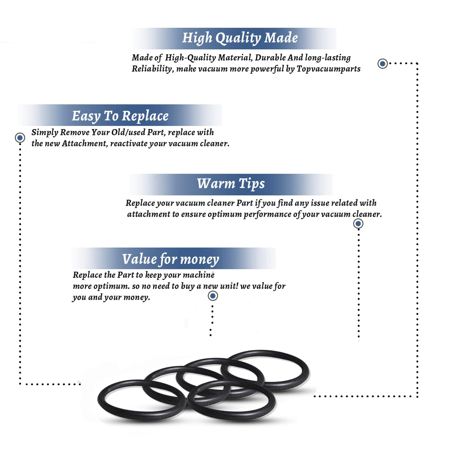 Topvacuumparts Replacement For Hoover U7059 Light Weight Commercial Upright Vacuum Round Belts, # compare to parts 049258AG