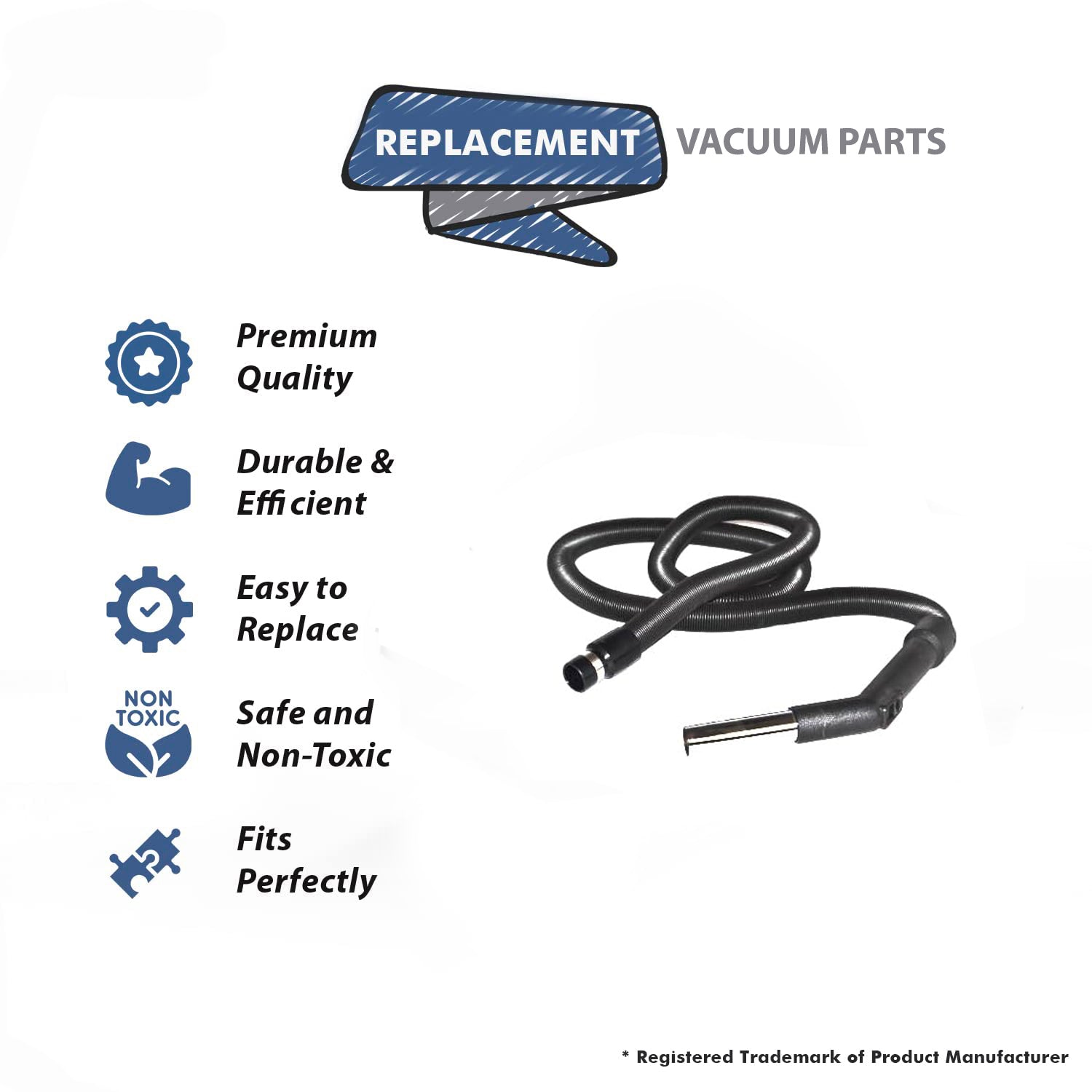 Topvacuumparts Replacement For Fit All Central Vac Black 6' to 30' Stretch Hose Plus Swivel Grip & Cuf # Compare to Part 06-1111-91