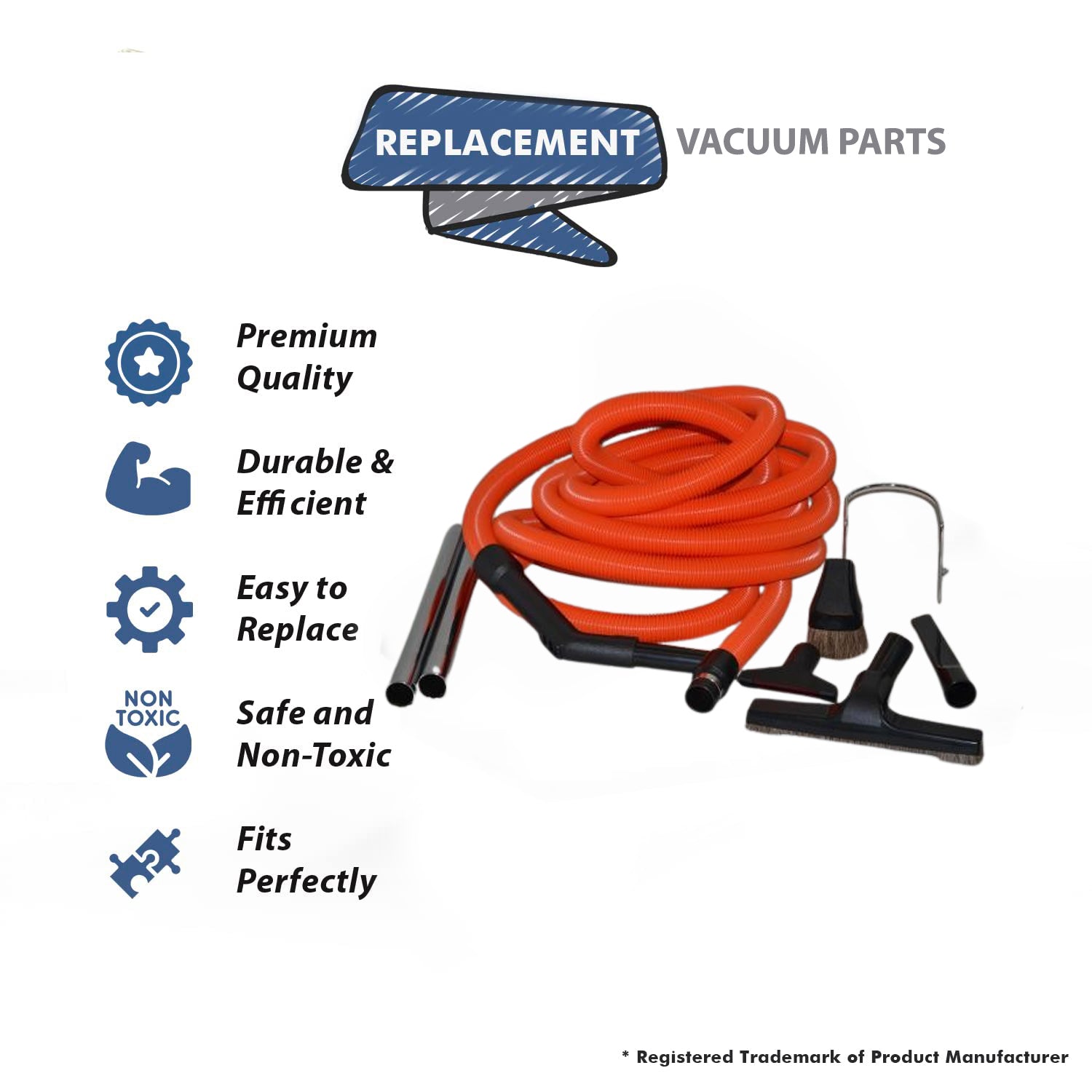 Topvacuumparts Replacement For Fit All T3 Vacuum Cleaner 30' Orange Hose With Deluxe Tools Garage Kit #Compare TO Part 06-4963-68