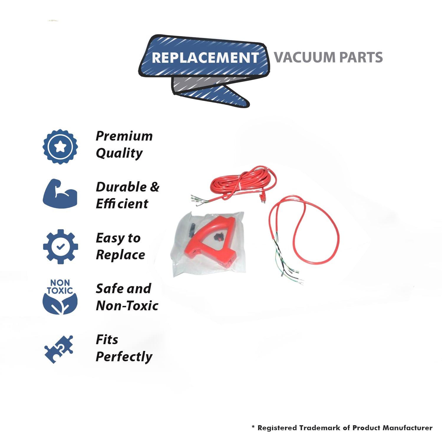 Topvacuumparts Replacement For oreck 9300G/2500 3/WIRE commercial upright Vacuum Cleaner CORD KIT- includes handle grip, switch,lead cord ,and cord