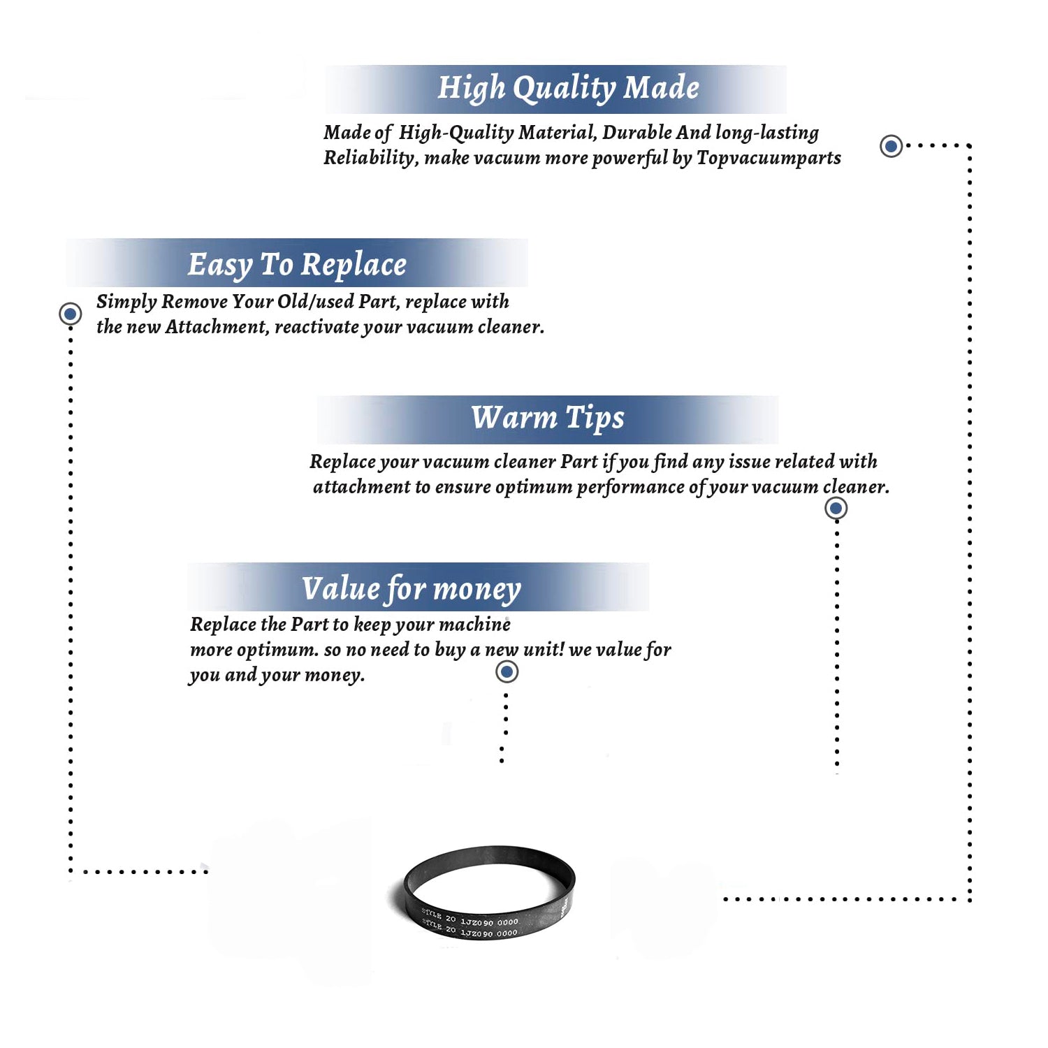 Topvacuumparts Replacement Part For Hoover Vacuum Cleaner Upright Turbo Cyclonic UH 70055 Style 20 (2 Belt) # compare to part 1JZ0900000