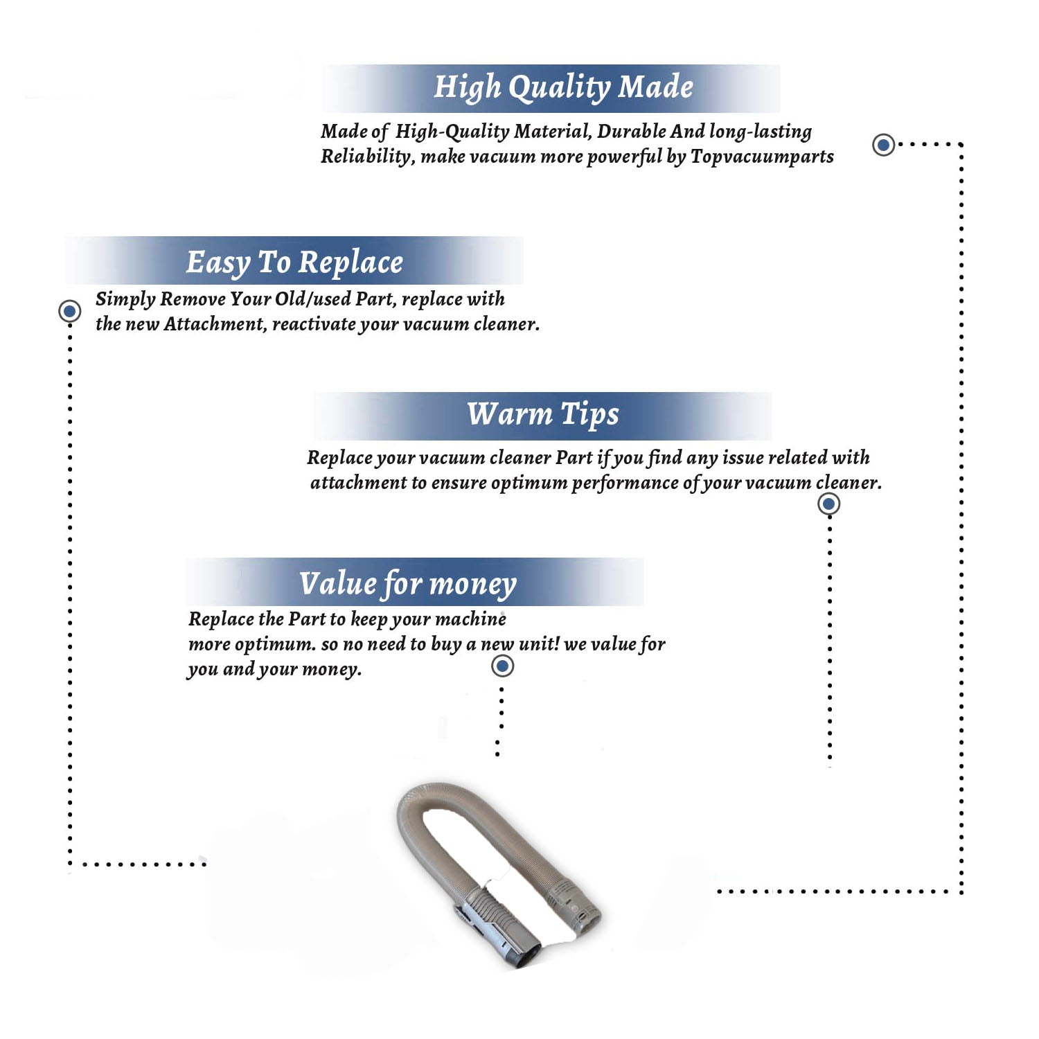 Topvacuumparts Replacement Part For Dyson Hose for DC07 Vacuum Cleaner # compare to part 10-1101-04