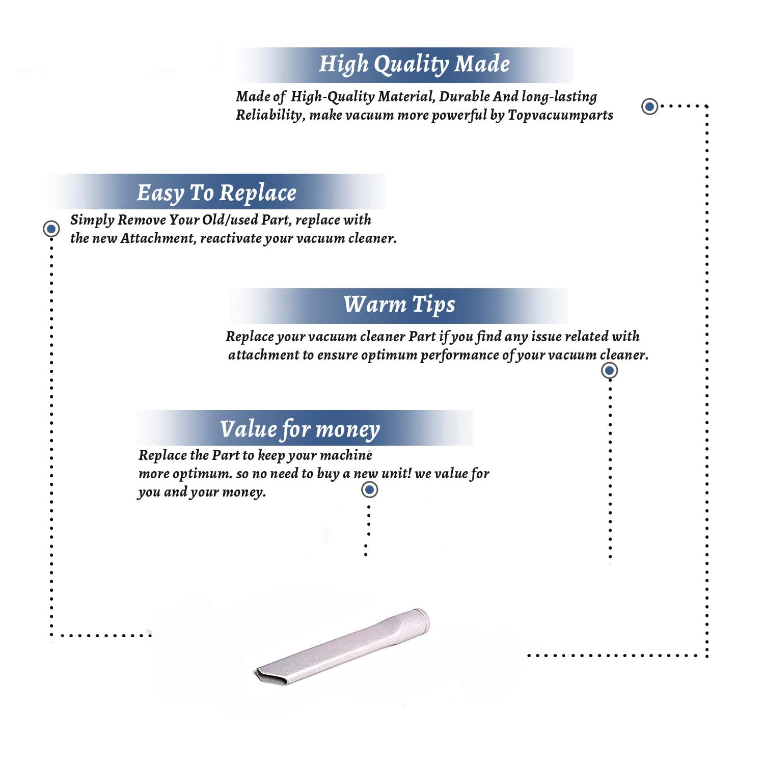 Topvacuumparts Replacement Part For Dyson DC-07 Upright Bagless Crevice Tool Part # compare to part 10-1800-01