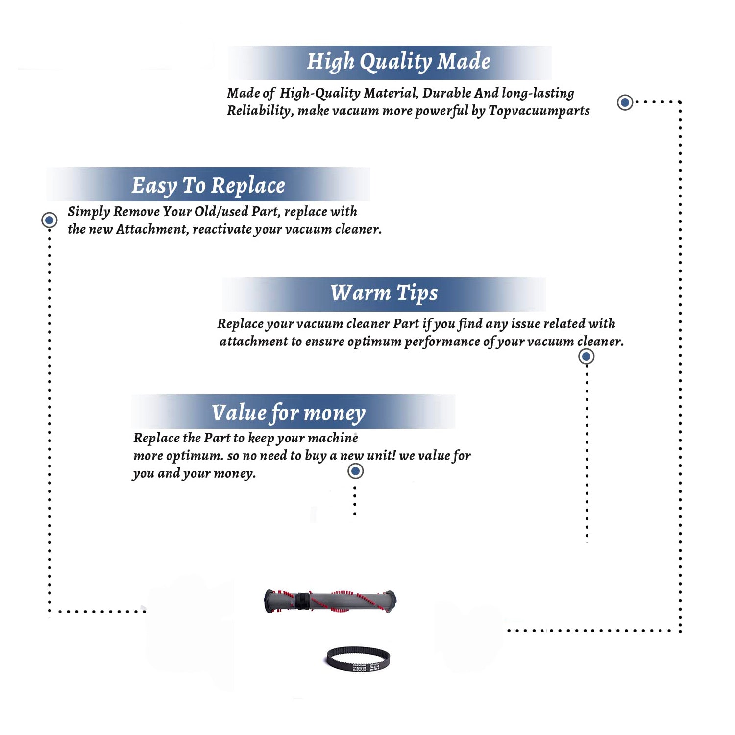 Topvacuumparts Replacement Part For Dyson DC17 Animal Upright Vacuum Geared 1 Belts Ext Life # compare to part 10-3300-03