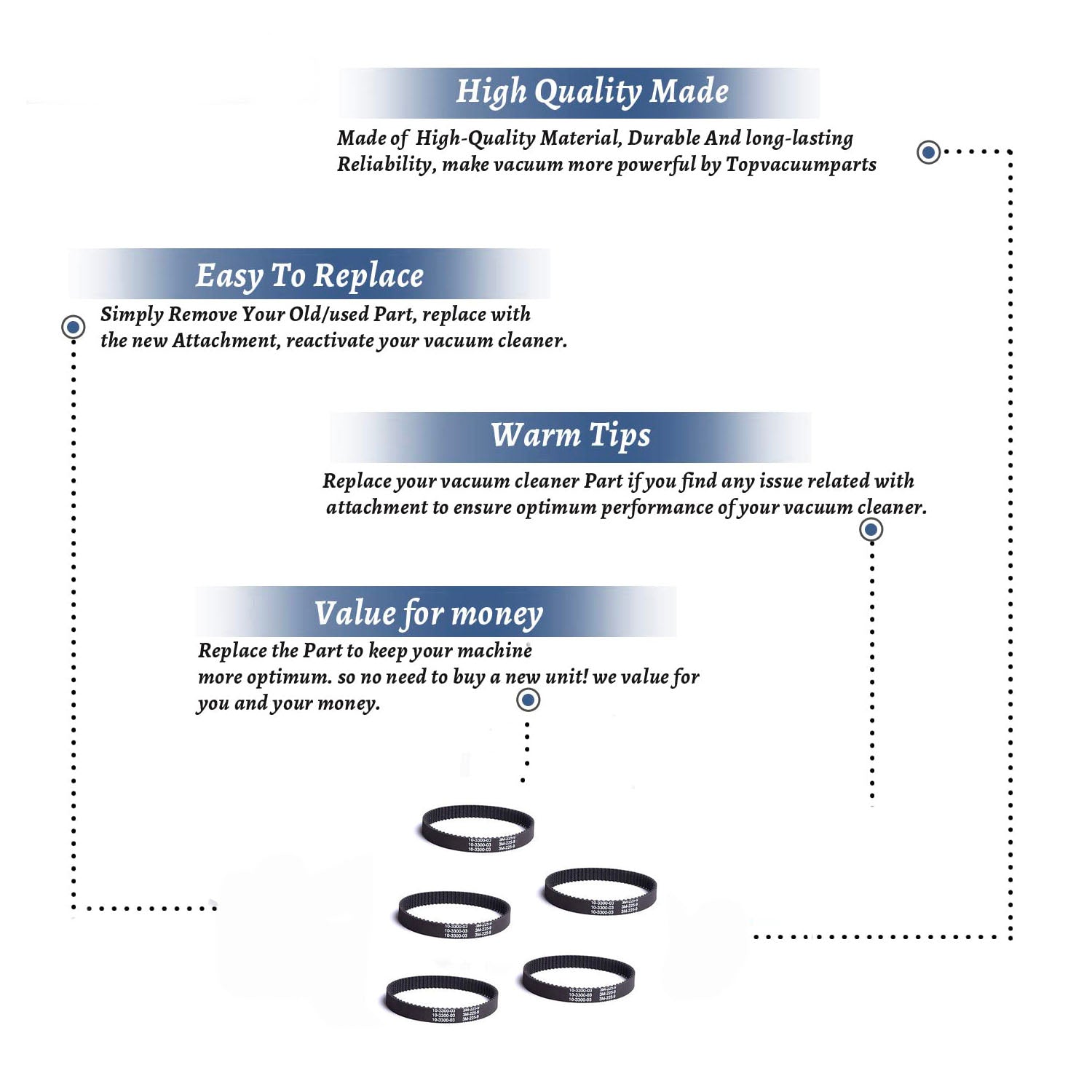 Topvacuumparts Replacement Part For Part For Dyson 5 Replacement Part For DC17 Belts (10mm Wide) # compare to part 10-3300-03