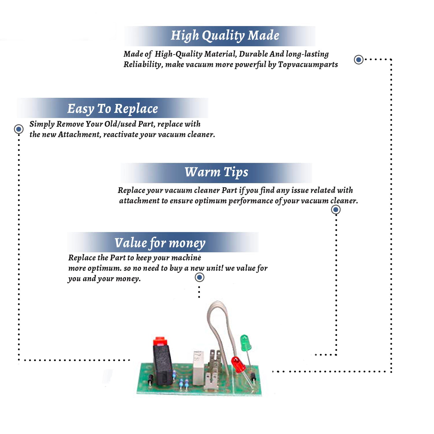 Topvacuumparts Replacement Part For Wessel Werks EBK340 Vacuum Cleaner Power Nozzle Circuit Board # compare to part 10.9011.314