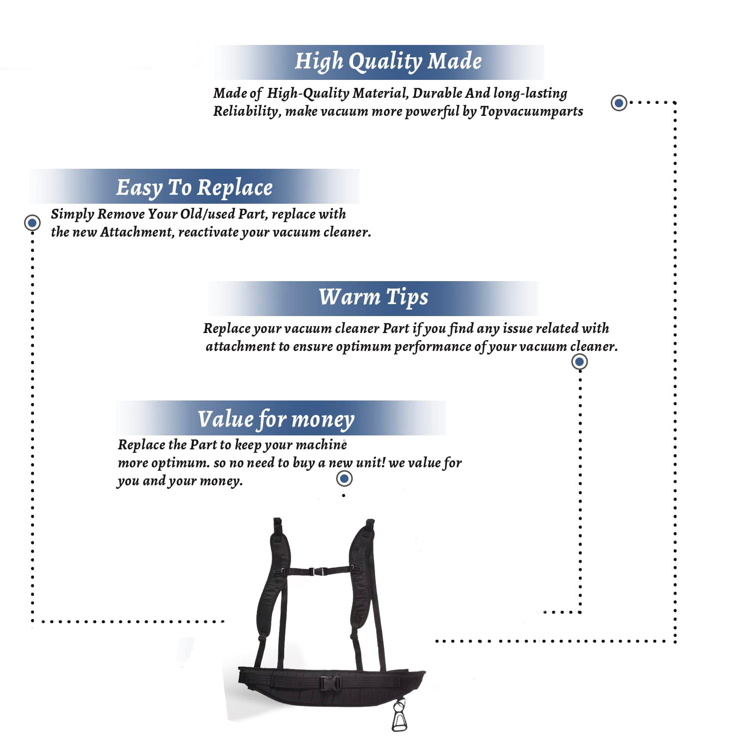 Topvacuumparts Replacement For Proteam Super Coach Back pack Shoulder Strap Complete with Harness # Compare to Part 100354
