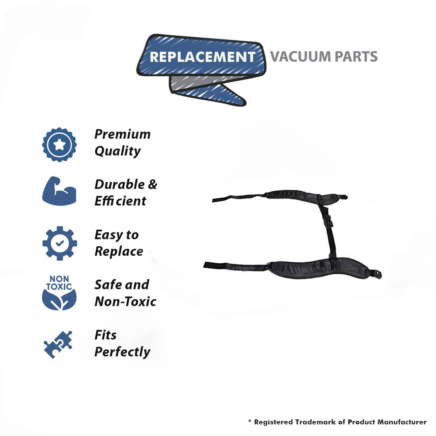 Topvacuumparts Replacement Part For Proteam CoachVac, Super CoachVac Backpack Vacuum Cleaner Black Strap Set # compare to part 100356