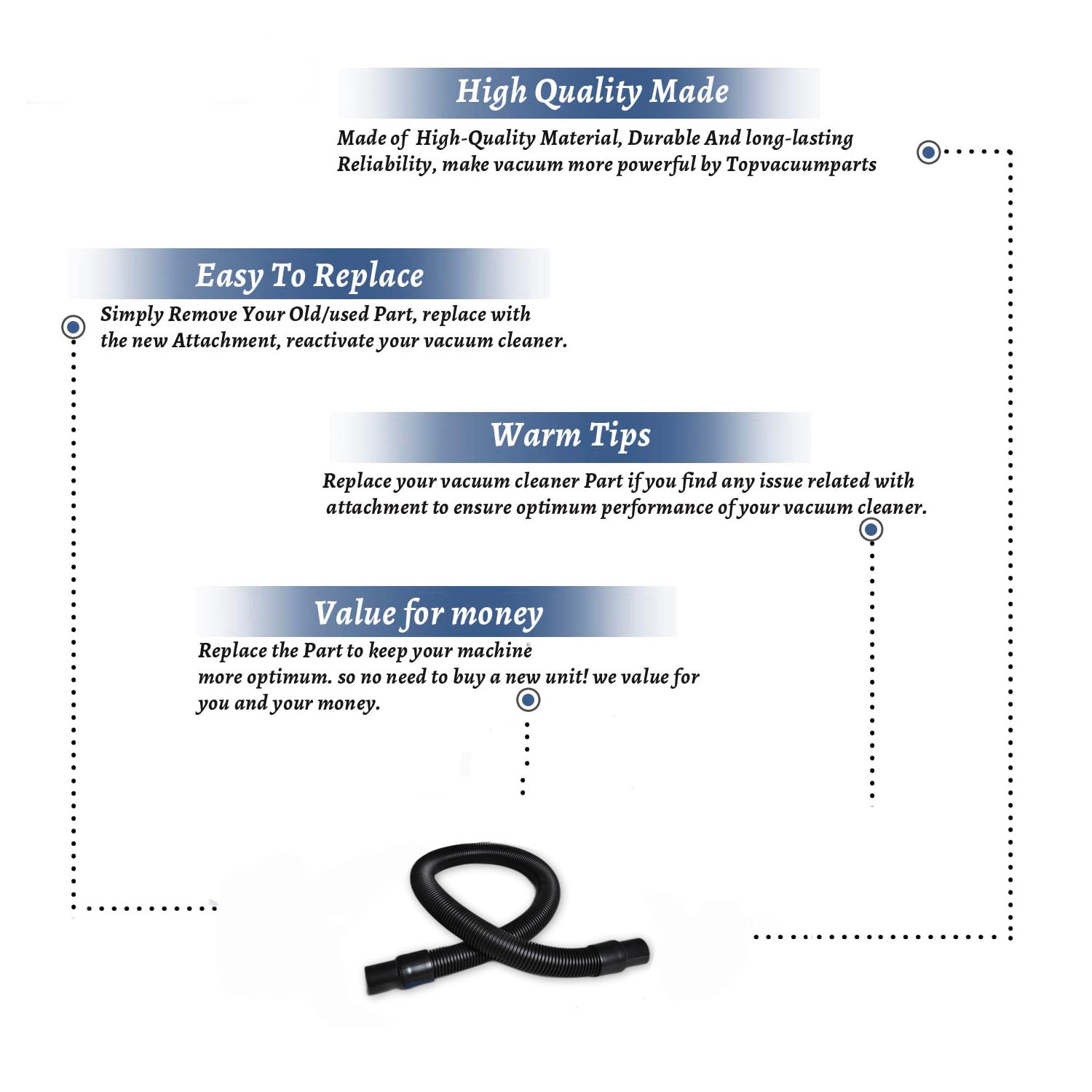 Topvacuumparts Replacement Part For Proteam Pro-Vac Back Pack Vacuum Cleaner Complete Hose # compare to part 100505