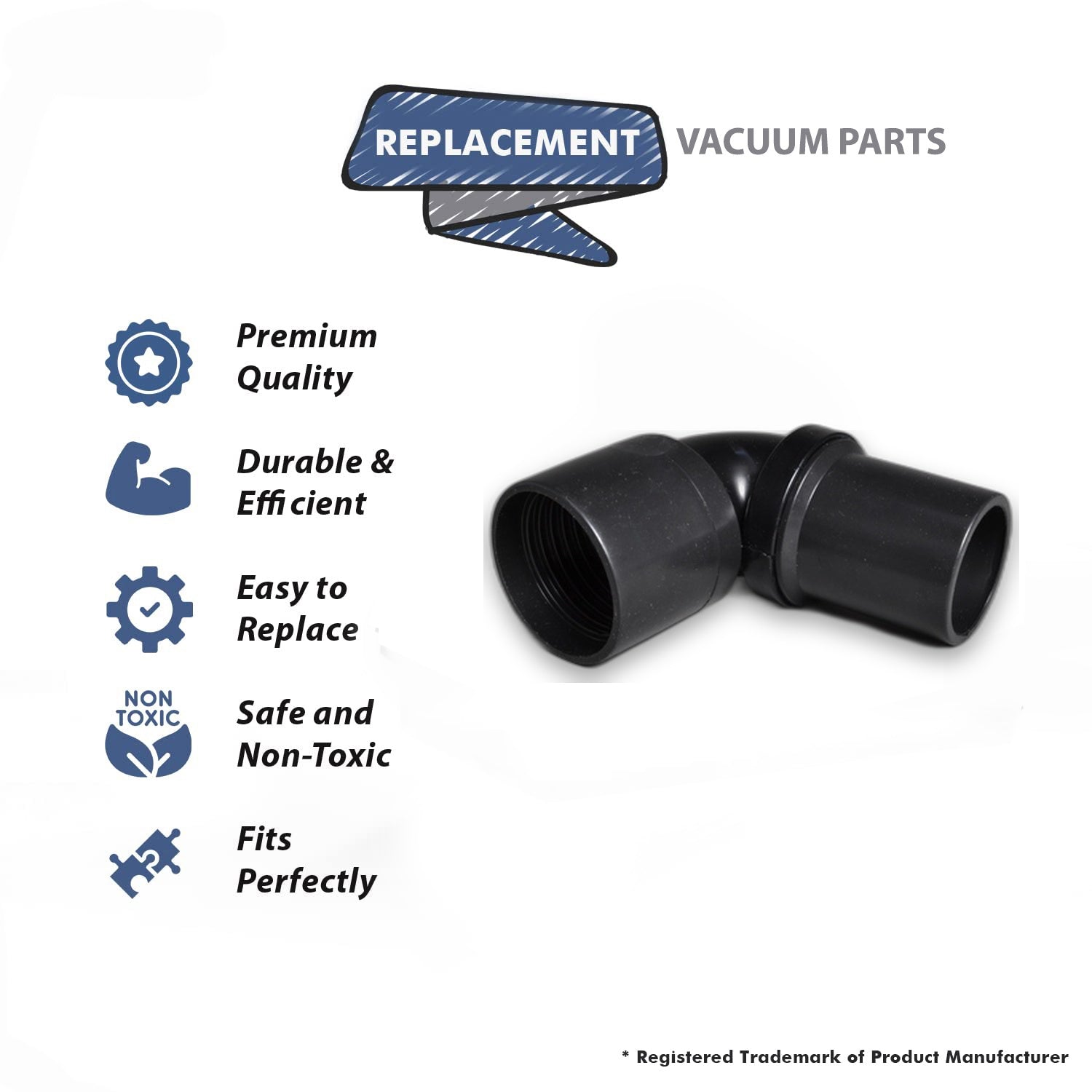 Topvacuumparts Replacement Part For ProTeam Quartervac Vacuum Cleaner Elbow 90%, 1 1/2 X 1 1/2 Connector Attachment # compare to part 101928WO