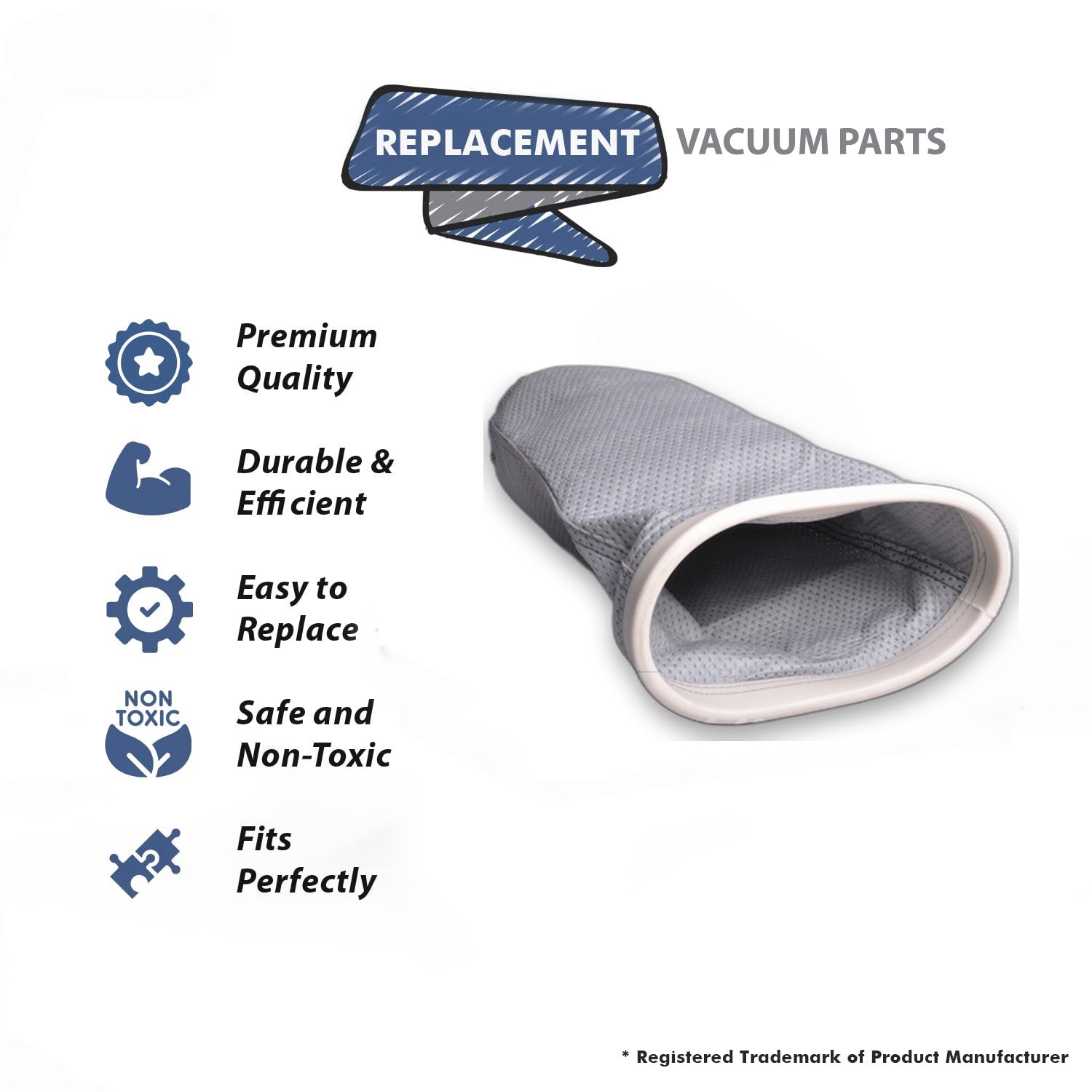 Topvacuumparts Replacement Part For Proteam, Everest Backpack Vacuum Cleaner Gray Cloth Bag # compare to part 103176