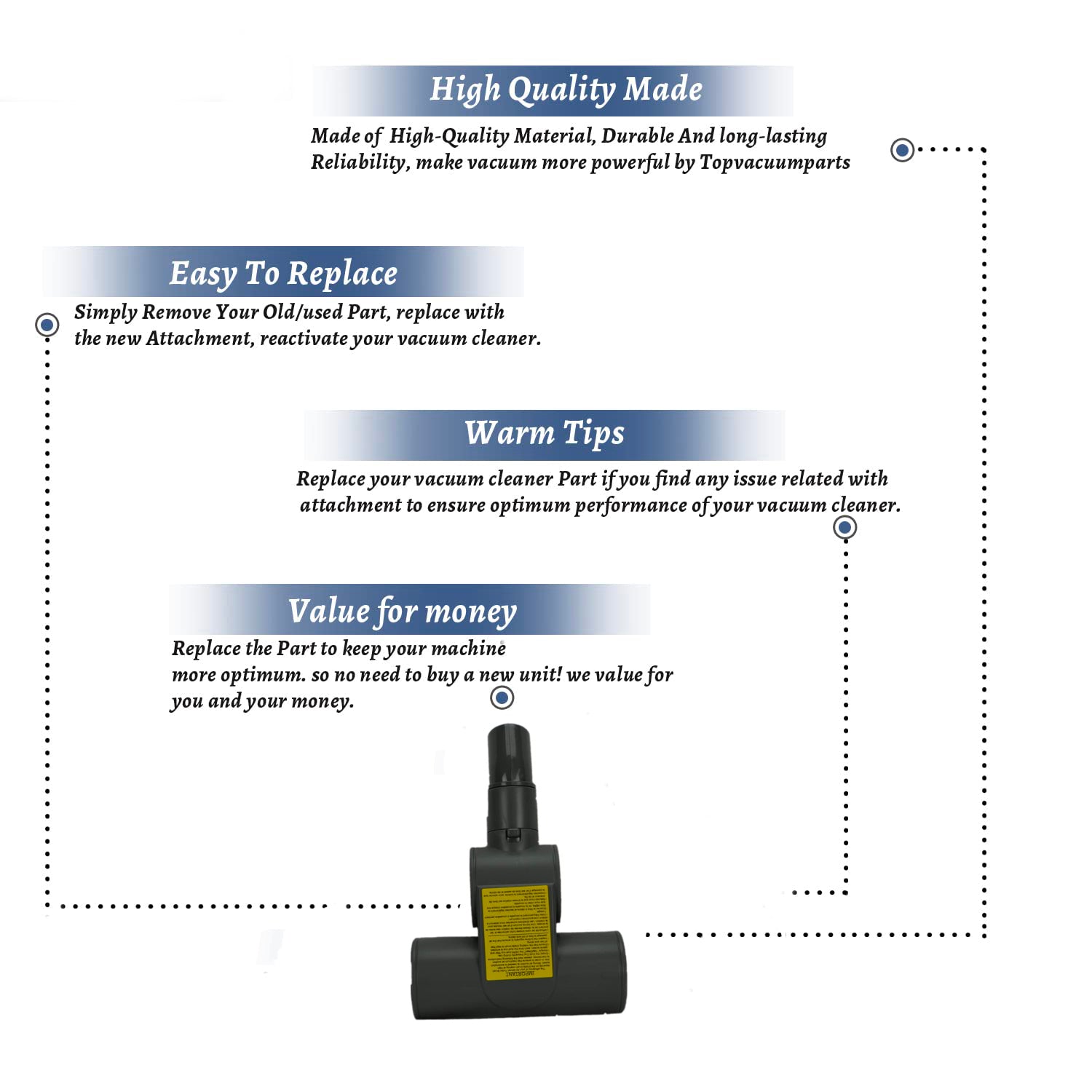 Topvacuumparts Replacement Part For Euro Pro Air Driven Uphosterly Tool Fits For UV130, UV130G, EP600, EP6000, EP600EF # compare to part 1031FC