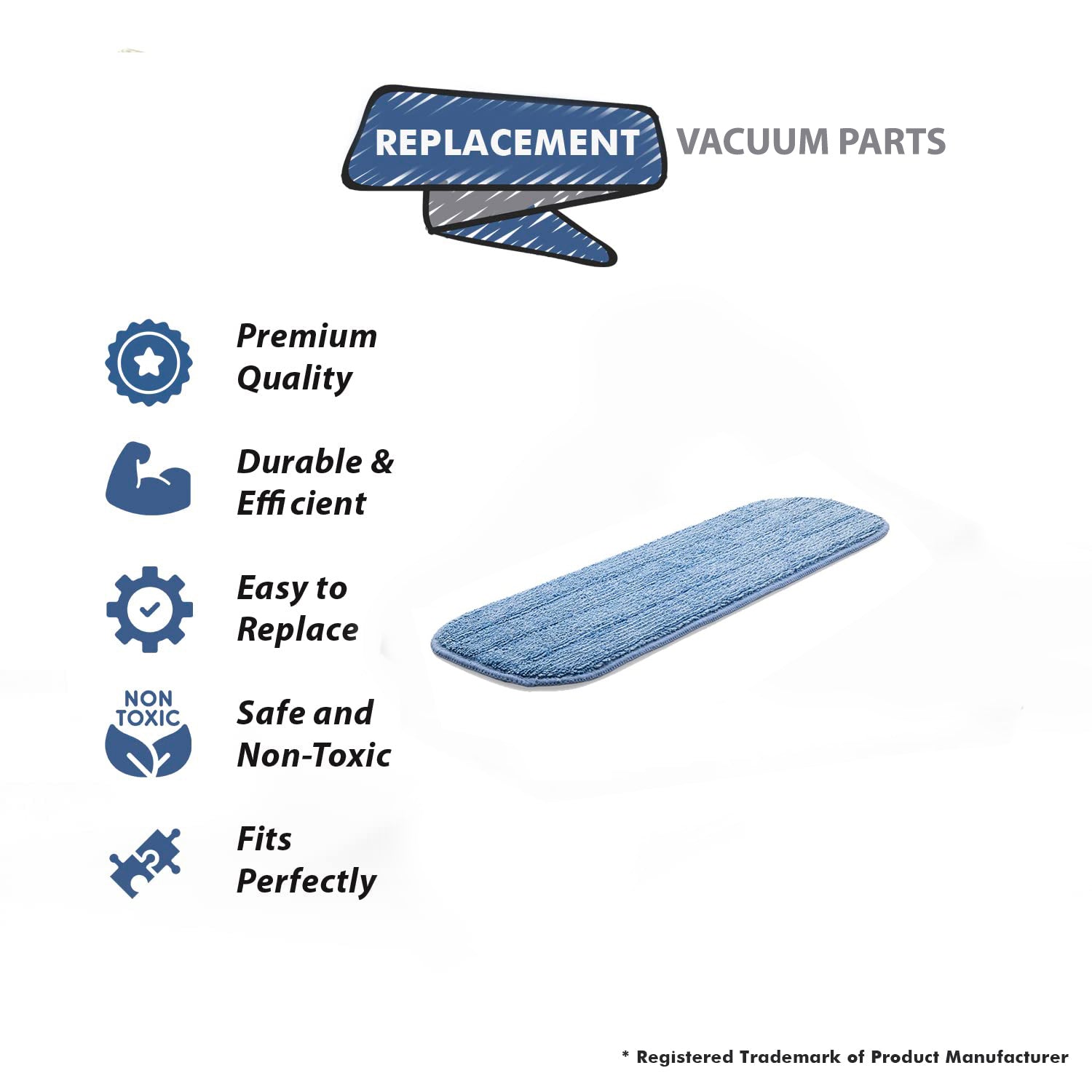 Topvacuumparts Replacement Ecloth Deep Clean Mop, Reusable Microfiber  Floor Cleaner for Hardwood, Laminate,Tile and Stone # cpmpare to part 10621