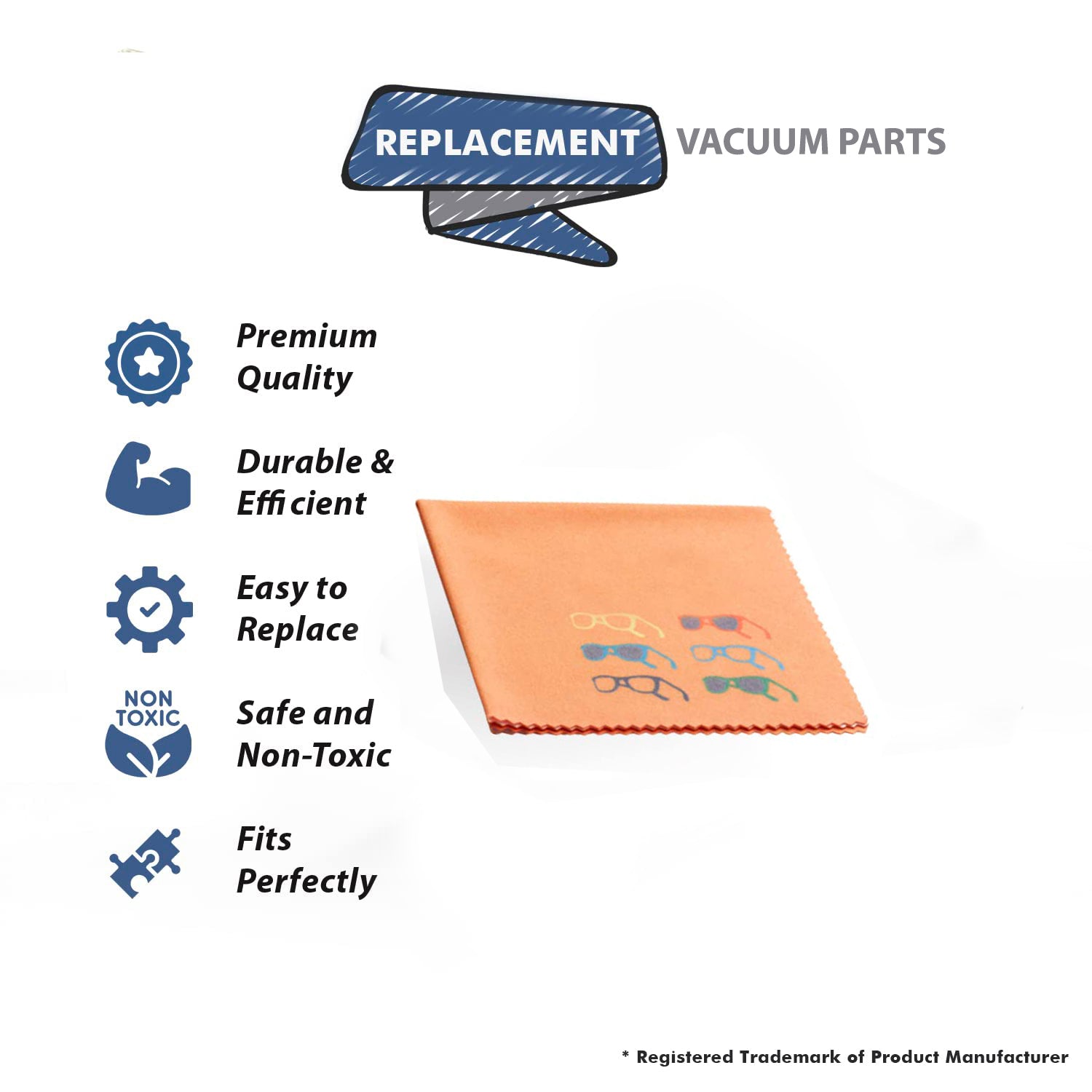 Topvacuumparts Replacement Part for Vaccum Cleaner Yellow, Gray Edge Cleaning Wash Up Cloth Eyeglass Cleaner 7.5