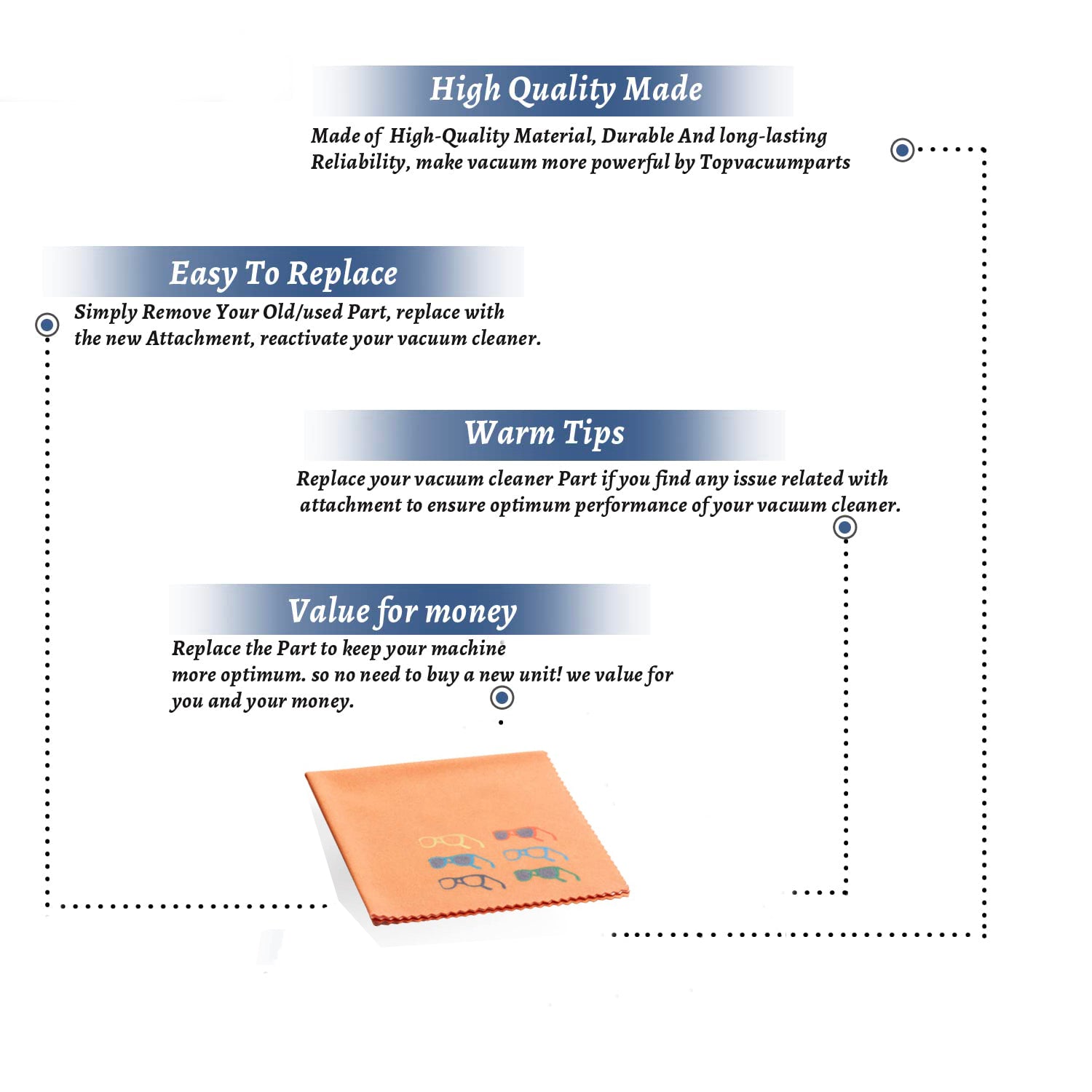 Topvacuumparts Replacement Part for Vaccum Cleaner Yellow, Gray Edge Cleaning Wash Up Cloth Eyeglass Cleaner 7.5