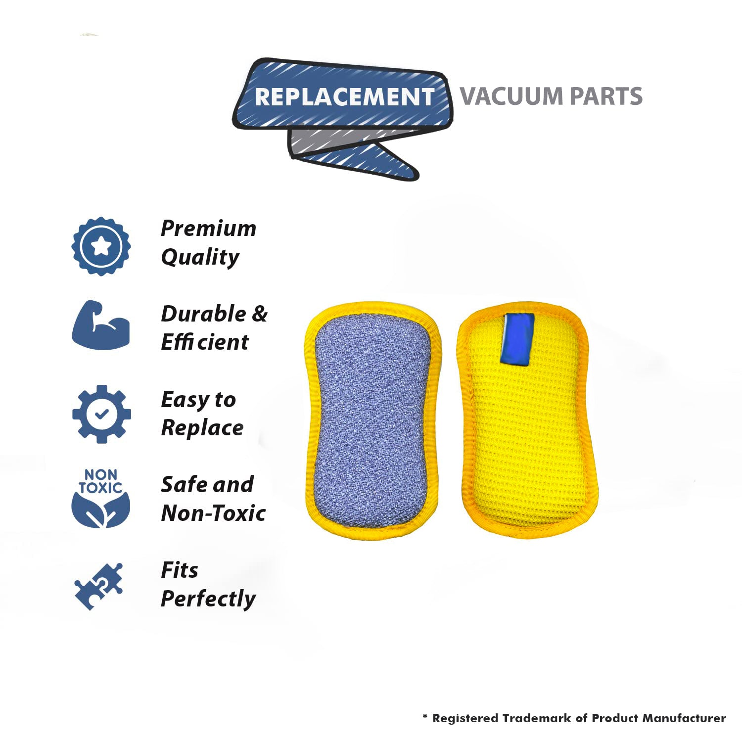 Topvacuumparts Replacement Part for Vaccum Cleaner Yellow, Gray Edge Cleaning Wash Up Cloth Pad# Compare to Part 10626