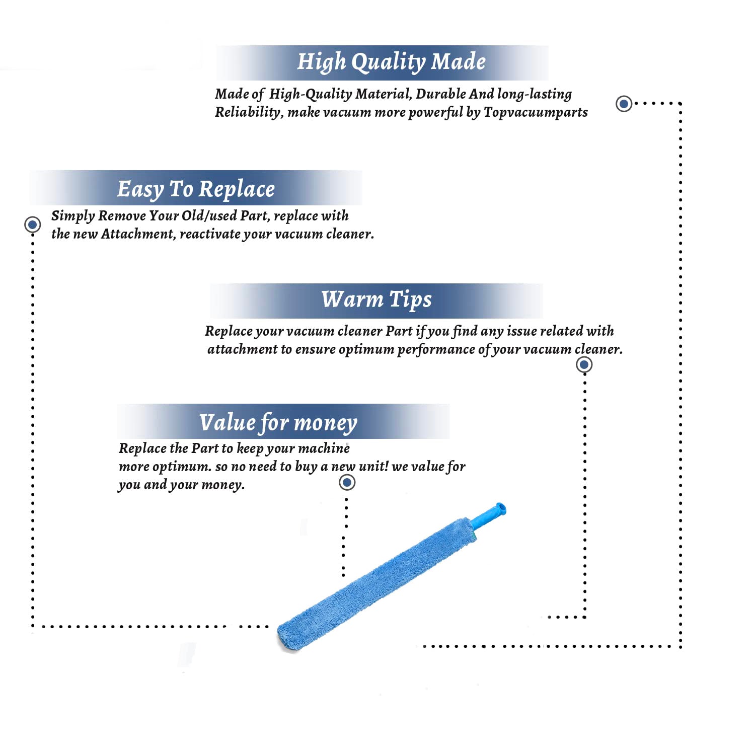 Topvacuumparts Replacement Part For Vaccum Cleaner Blue Cleaning Dusting Wand # compare to part 10632