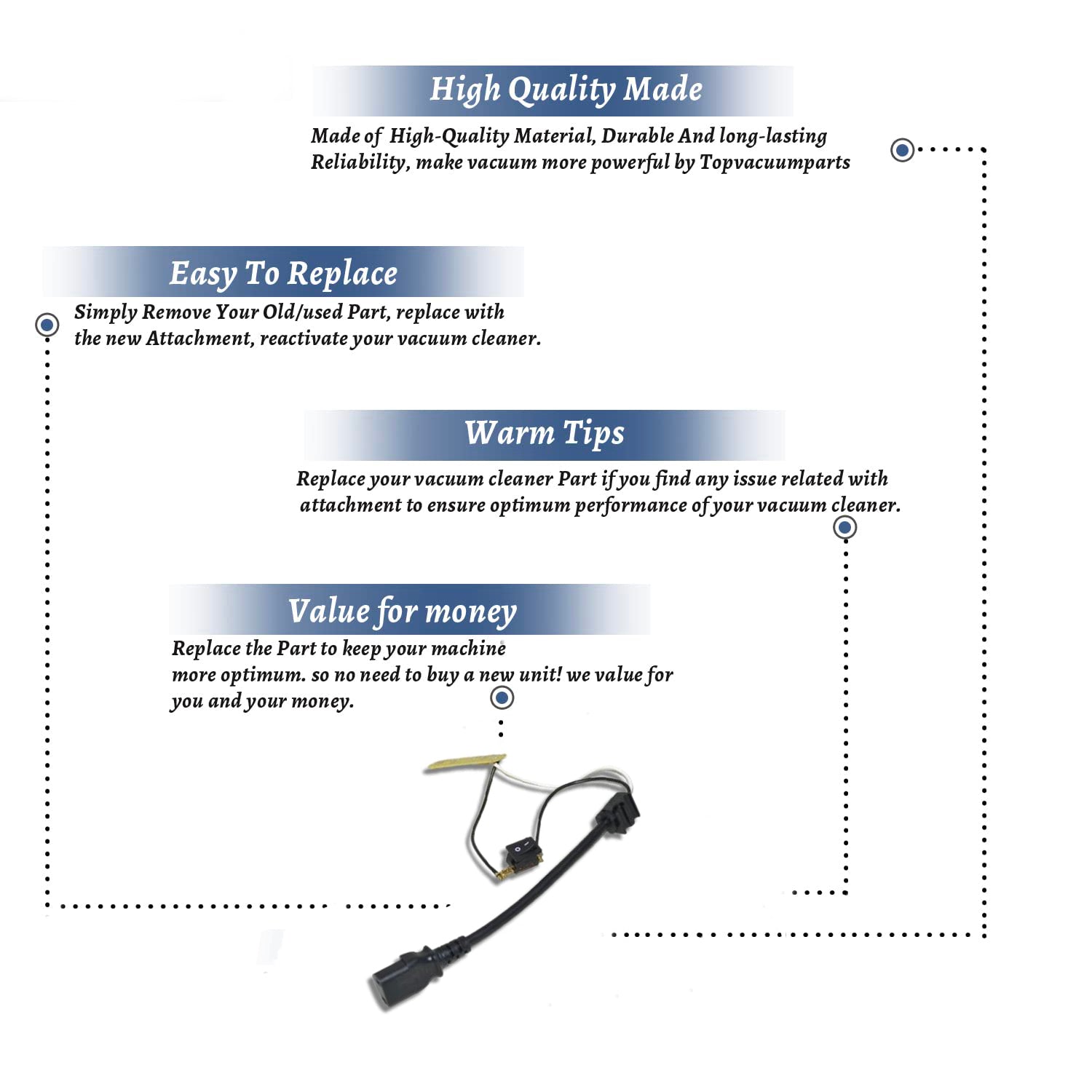 Topvacuumparts Replacement Part For Proteam Switch Repair Kit electric hose for Sierra, Tailvac,and Proteam Canisters # Compare to part 106413
