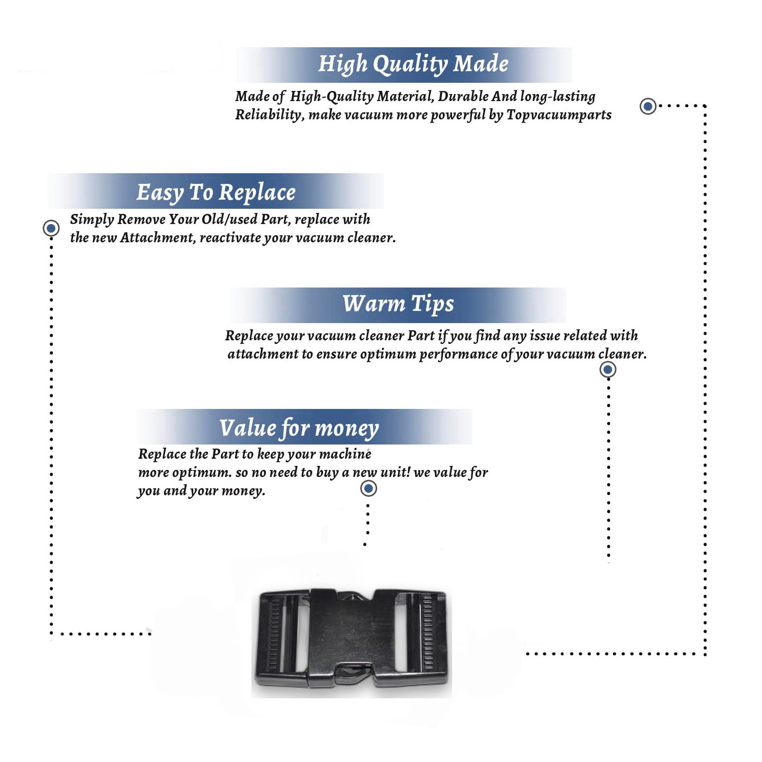 Topvacuumparts Replacement Part For Proteam Vacuum Waist Buckle Set for Fit Model ProVac FS 6 Super CoachVac # compare to part 106719