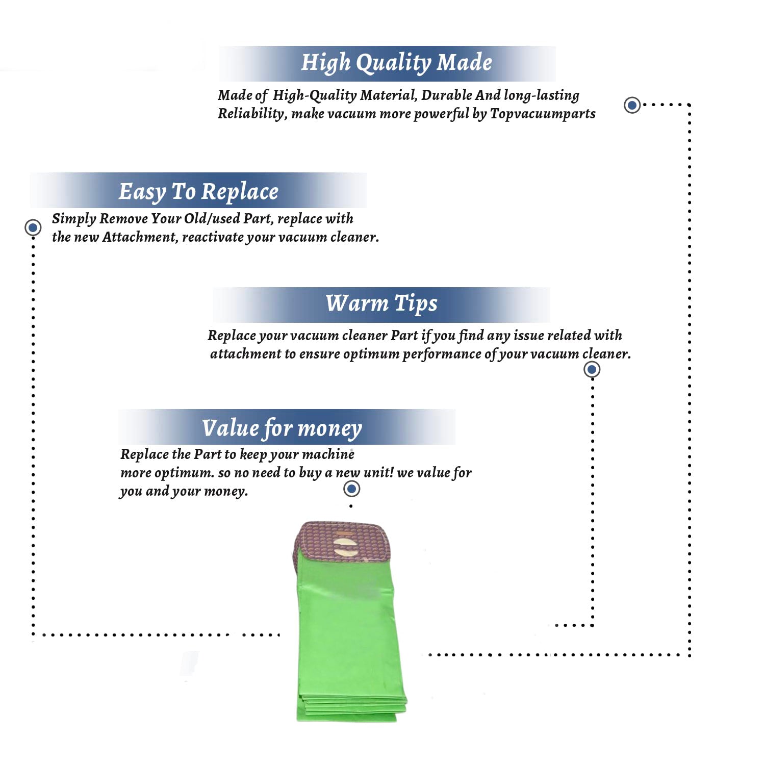 Topvacuumparts Replacement Part For Proteam 496 Sq. inches Intercept Micro Filter Paper Bags Closed Collar 10pk # compare to part 106973