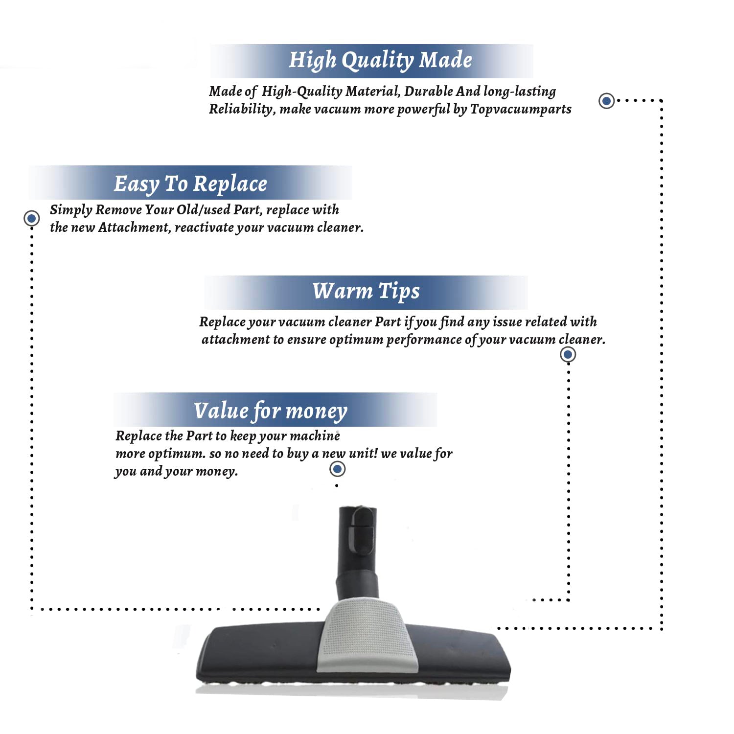 Topvacuumparts Replacement Vacuum Brush Head & Horsehair Bristles Compatible with Miele C2 C3 S8 & Attachments for Carpet # Compare to part 10721260