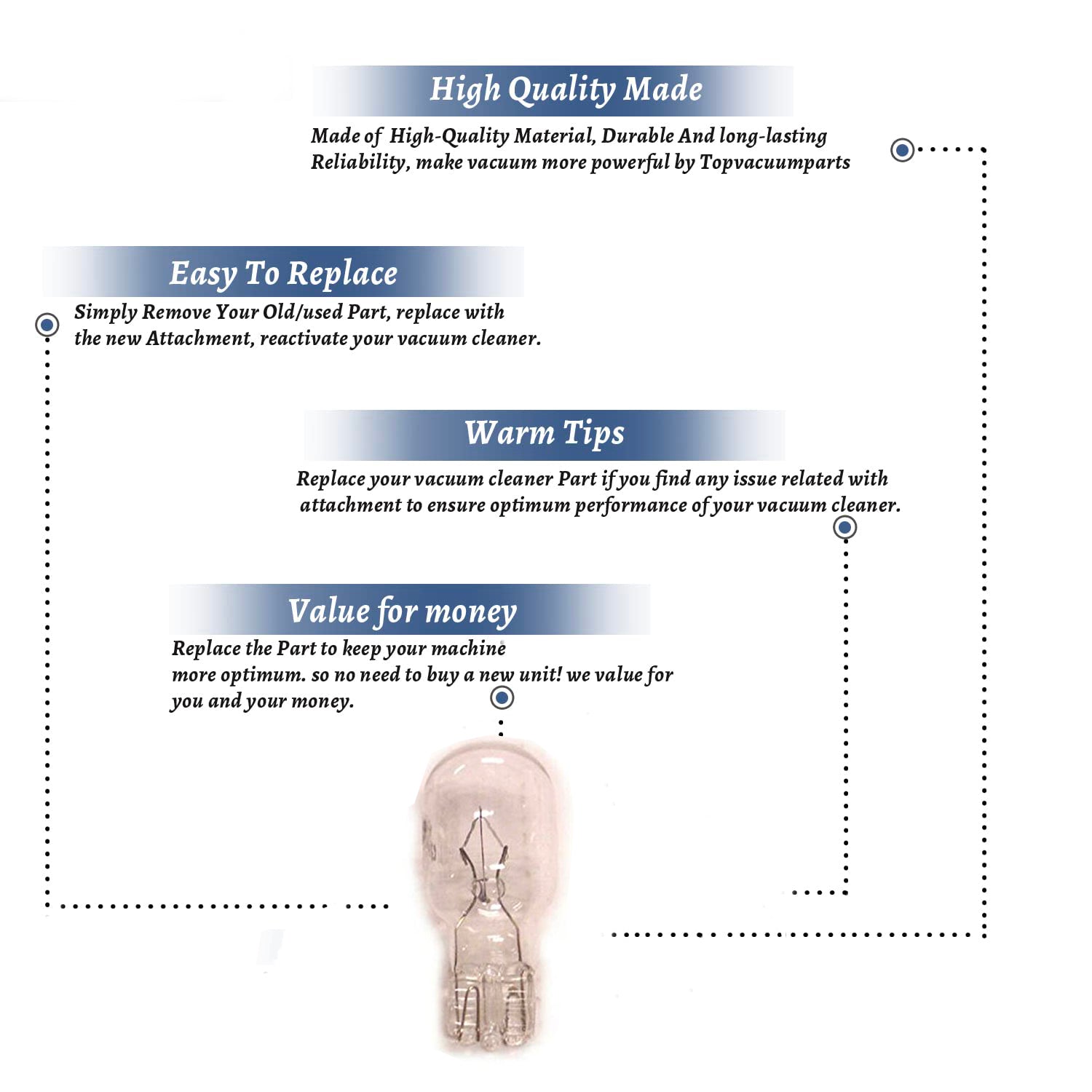 Topvacuumparts Replacement Part For Vacuum Cleaner Oreck Light Bulb# compare to part 109292S