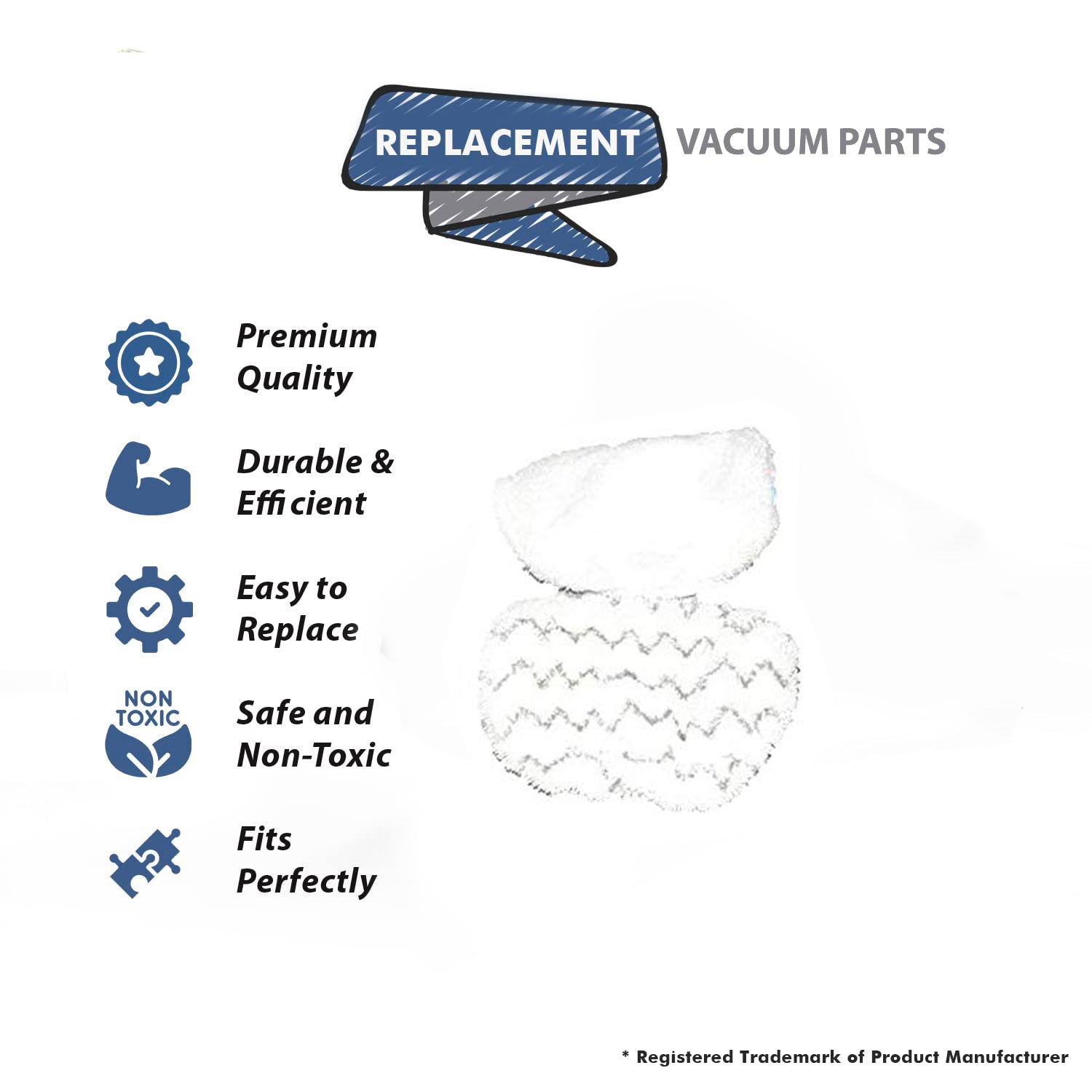 Topvacuumparts Replacement Part For Bissell 1252 Vacuum Microfiber Steam Mop Pad Kit 2PK # compare to part 1112