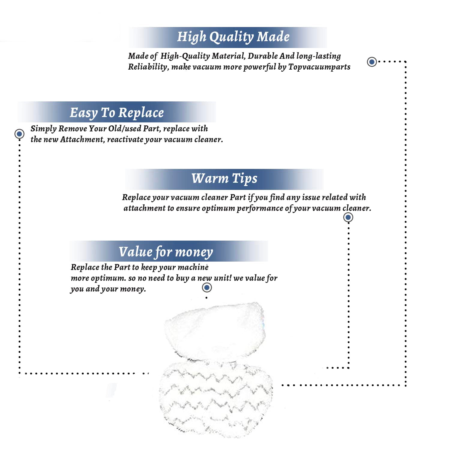 Topvacuumparts Replacement Part For Bissell 1252 Vacuum Microfiber Steam Mop Pad Kit 2PK # compare to part 1112