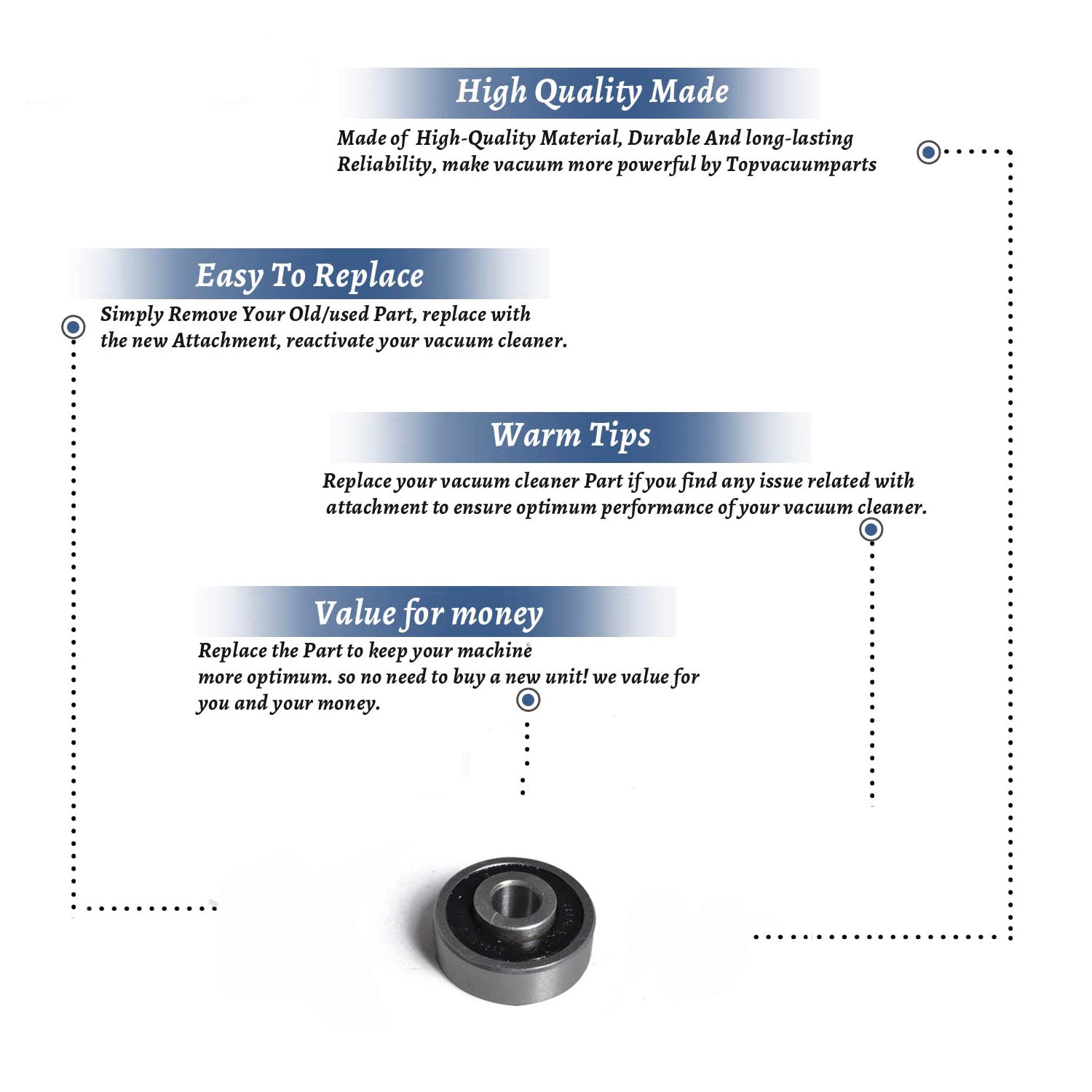 Topvacuumparts Replacement Part for Kirby Vacuum 1 Rear Bearing Part # Compare to Part 1155