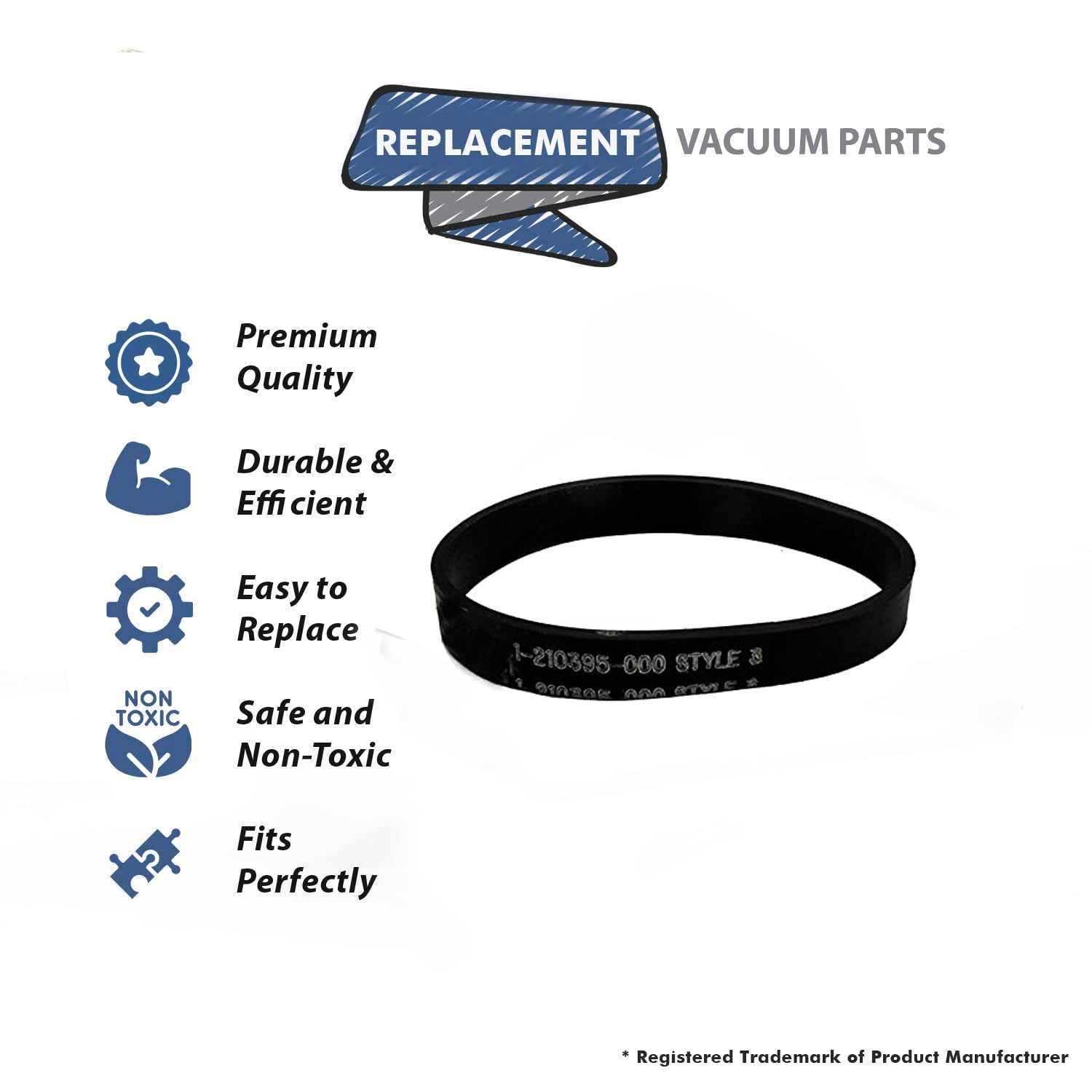 Topvacuumparts Replacement Part For Dirt Devil, RO-210395, Style 3 Vacuum Cleaner Flat Belt # compare to part 1210395000