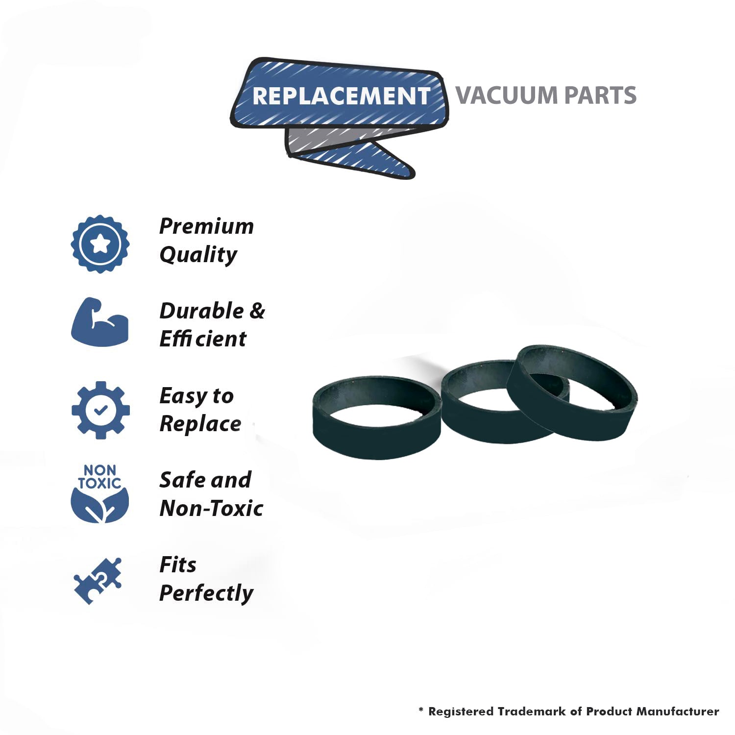 Topvacuumparts Replacement Part for Dirt Devil Hand Vac Belt,Fits: 3 Belts in Pack # Compare to Part 1232240001