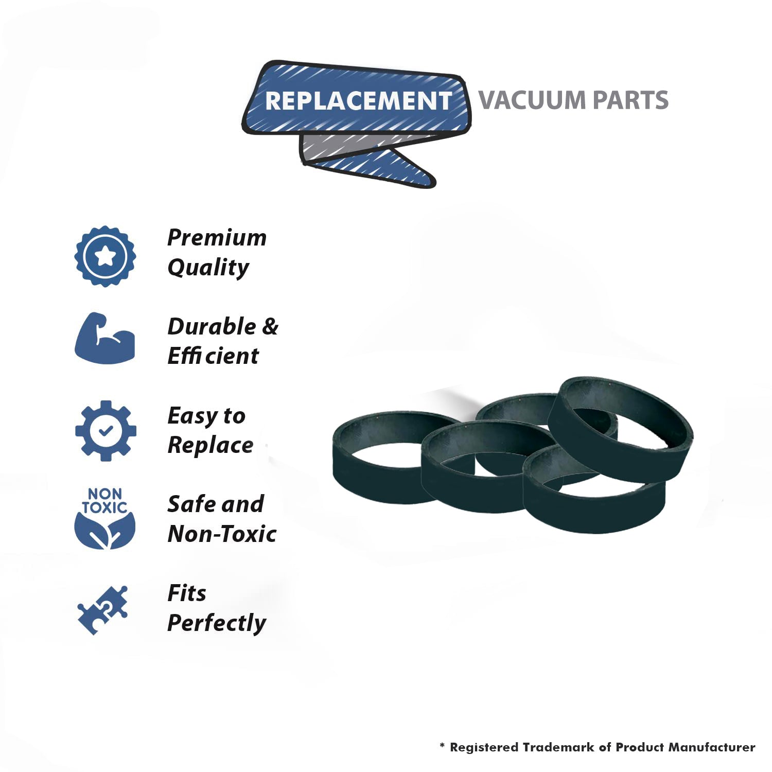 Topvacuumparts Vacuum Belt Replacement Part for Dirt Devil Hand Vac Models (5 Belts) # Compare to Part 1232240001