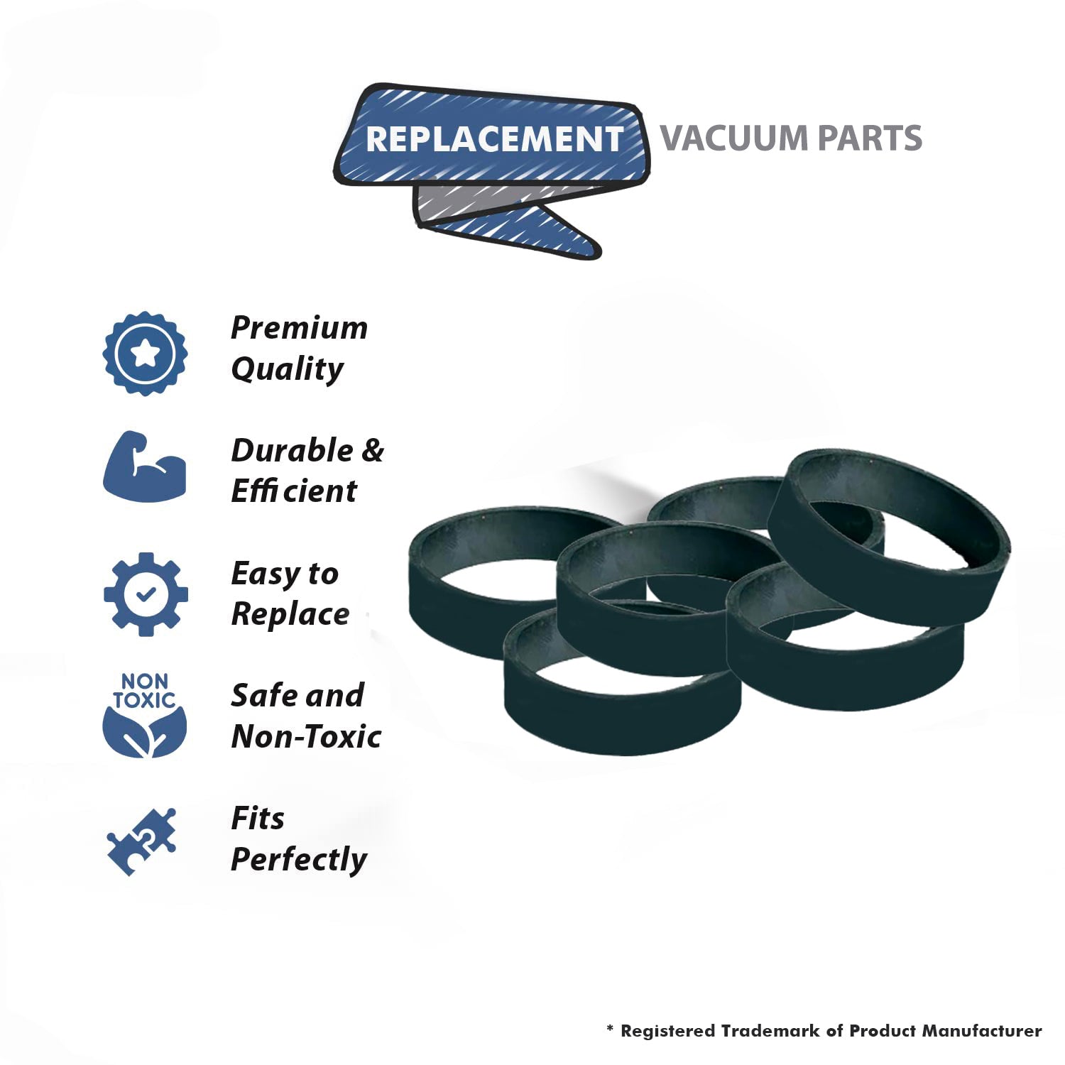 Topvacuumparts Replacement Part for Dirt Devil Hand Vac Belt Fits: All Hand Vac Models, 6 Belts # Compare to Part 1232240001