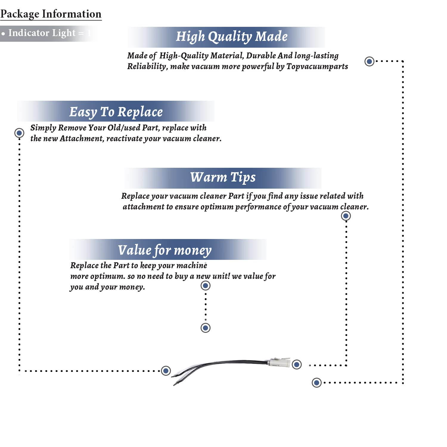 Topvacuumparts Replacement Part For Kirby Vacuum Cleaner Indicator Light # compare to part 123586S