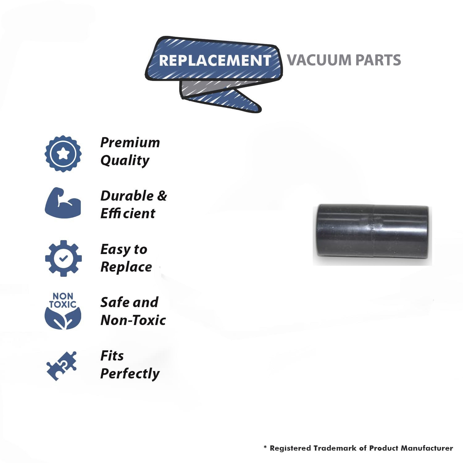 Topvacuumparts Replacement Part For Fit All Vacuum Wire Type Hose Cuff 1 1/4 to 1 1/2 Black Fits All Residential Models # compare to part 12515EWBK