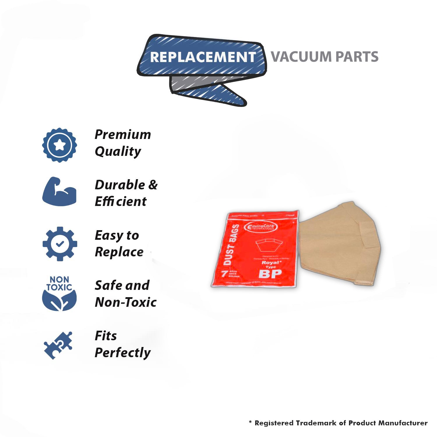 Topvacuumparts Replacement Part For Hoover Paper Bags for Royal Backpack Model RY-4001, MRY4001, C2401 and C2401-010 (28 Bags) 4-Pack # 401000BP