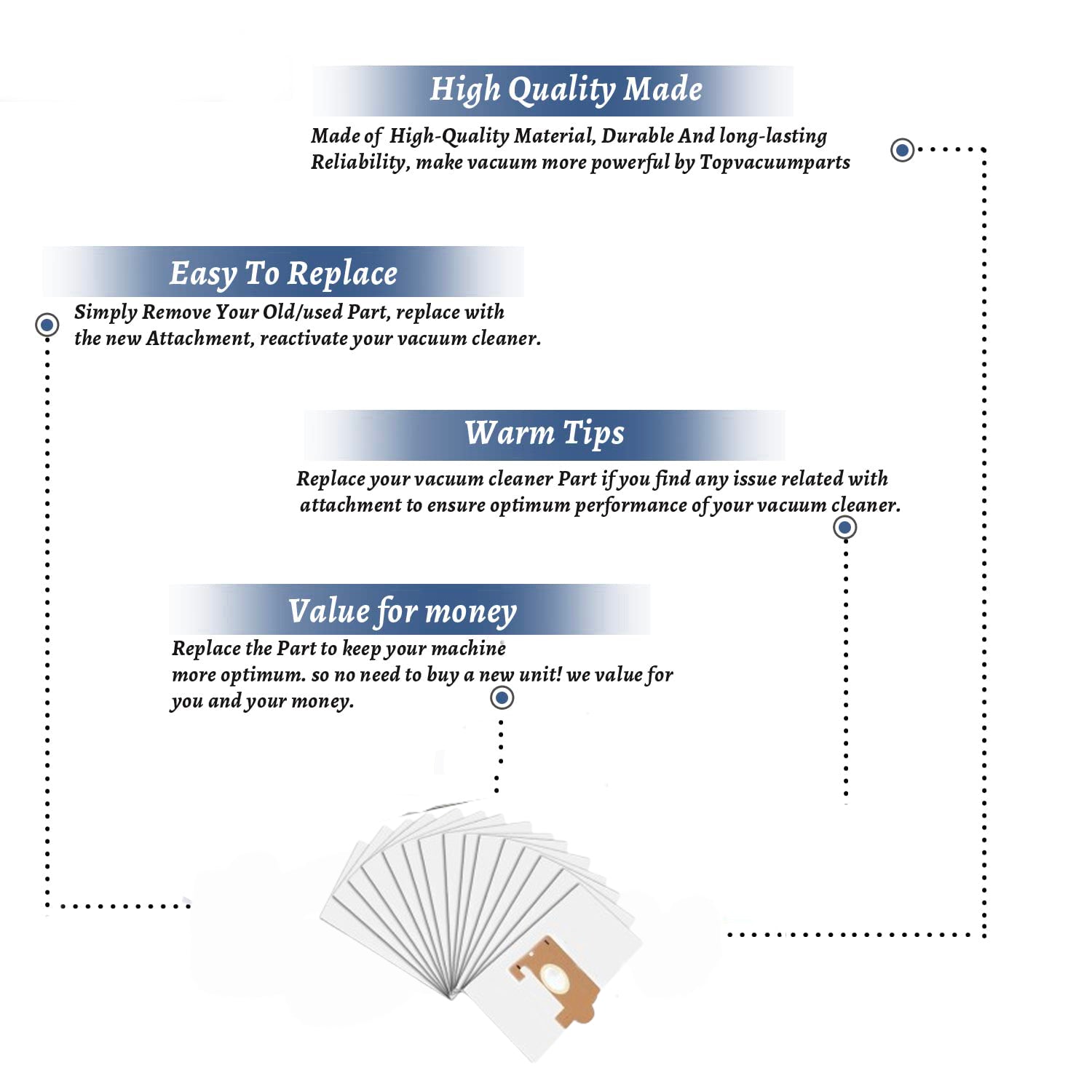 Topvacuumparts (5) Vacuum Bags Replacement Part for Eureka Style T Canisters (15 Bags) # compare to part 133
