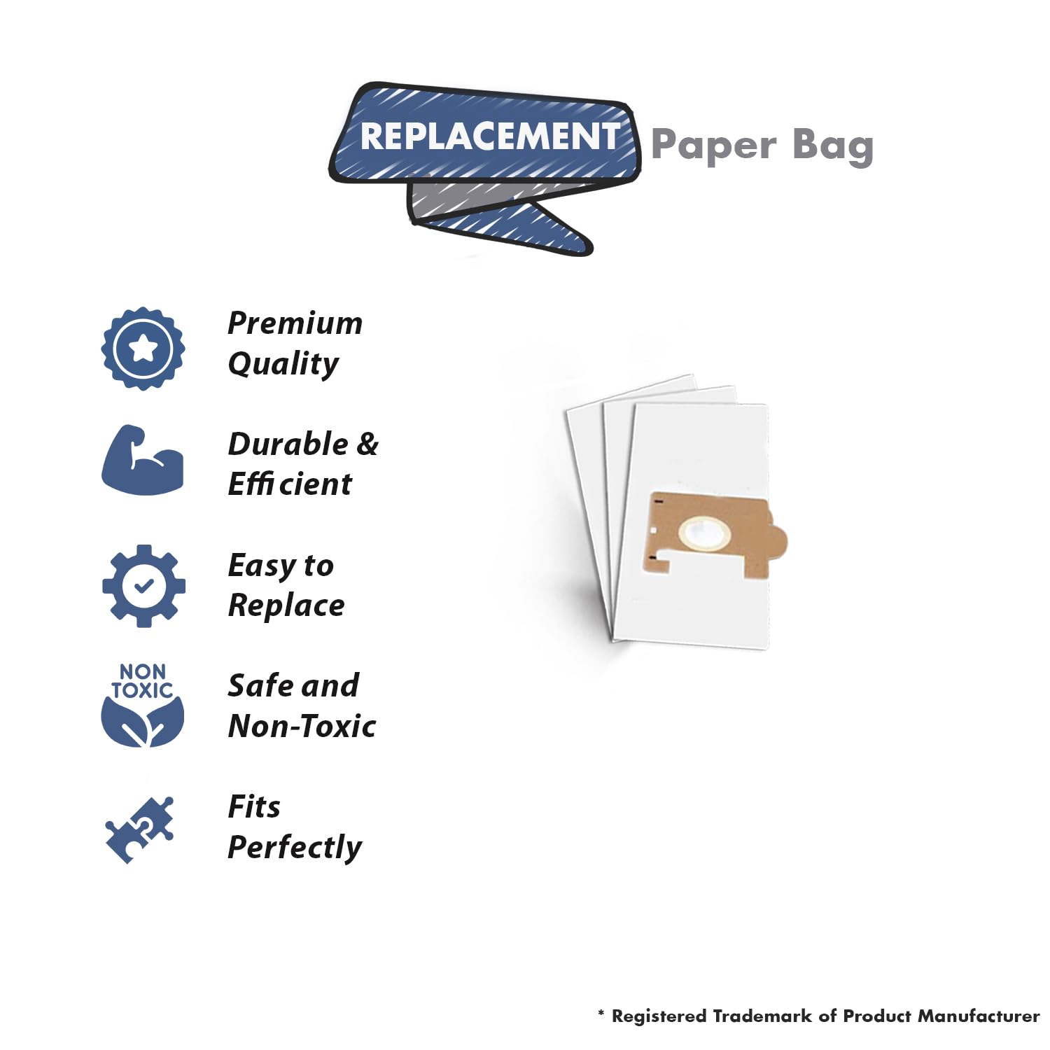 Topvacuumparts Replacement Part For Eureka,Sanitaire Canister Vacuum Cleaner 3 Micro Paper Bags # Compare to Part 61555-12