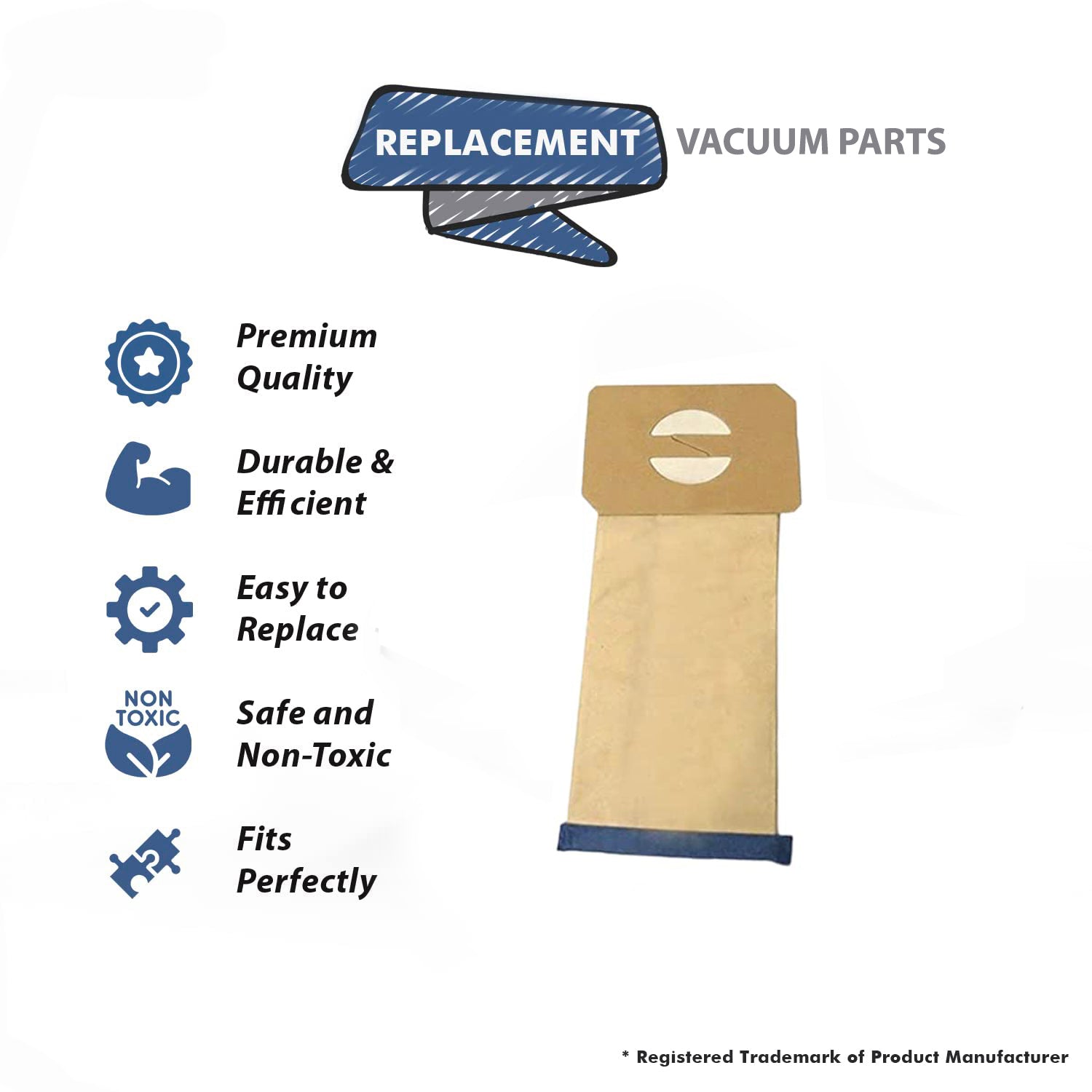 Topvacuumparts Vacuum Paper Bags Replacement Part For Electrolux Style U Discovery Uprights 12 Pack # compare to part 138