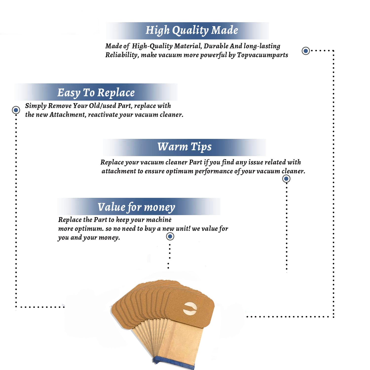 Topvacuumparts 24 Bags Replacement Part For Electrolux Upright Vacuum Cleaner Style U # compare to part 138