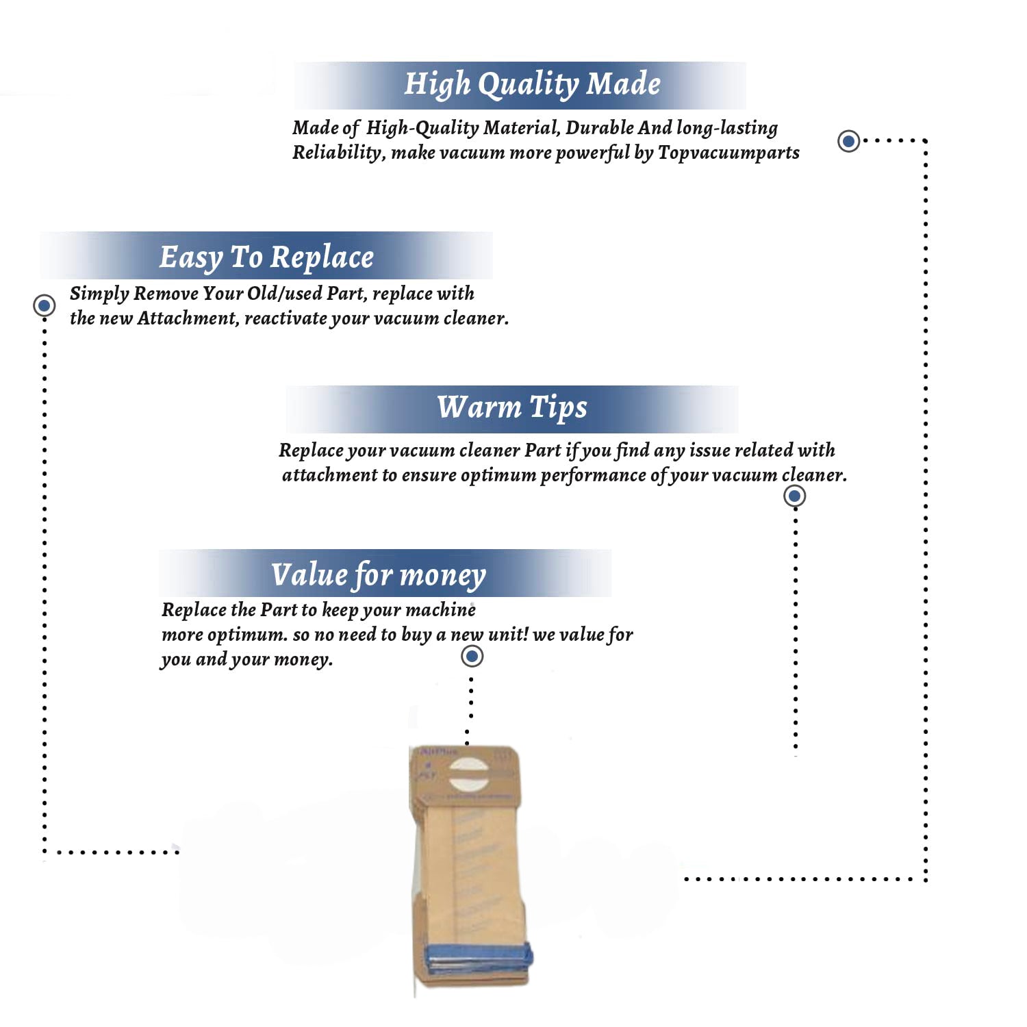 Topvacuumparts Replacement Part For Electrolux Upright Vacuum Cleaner STYLE U 36 Bags # compare to part 138FP