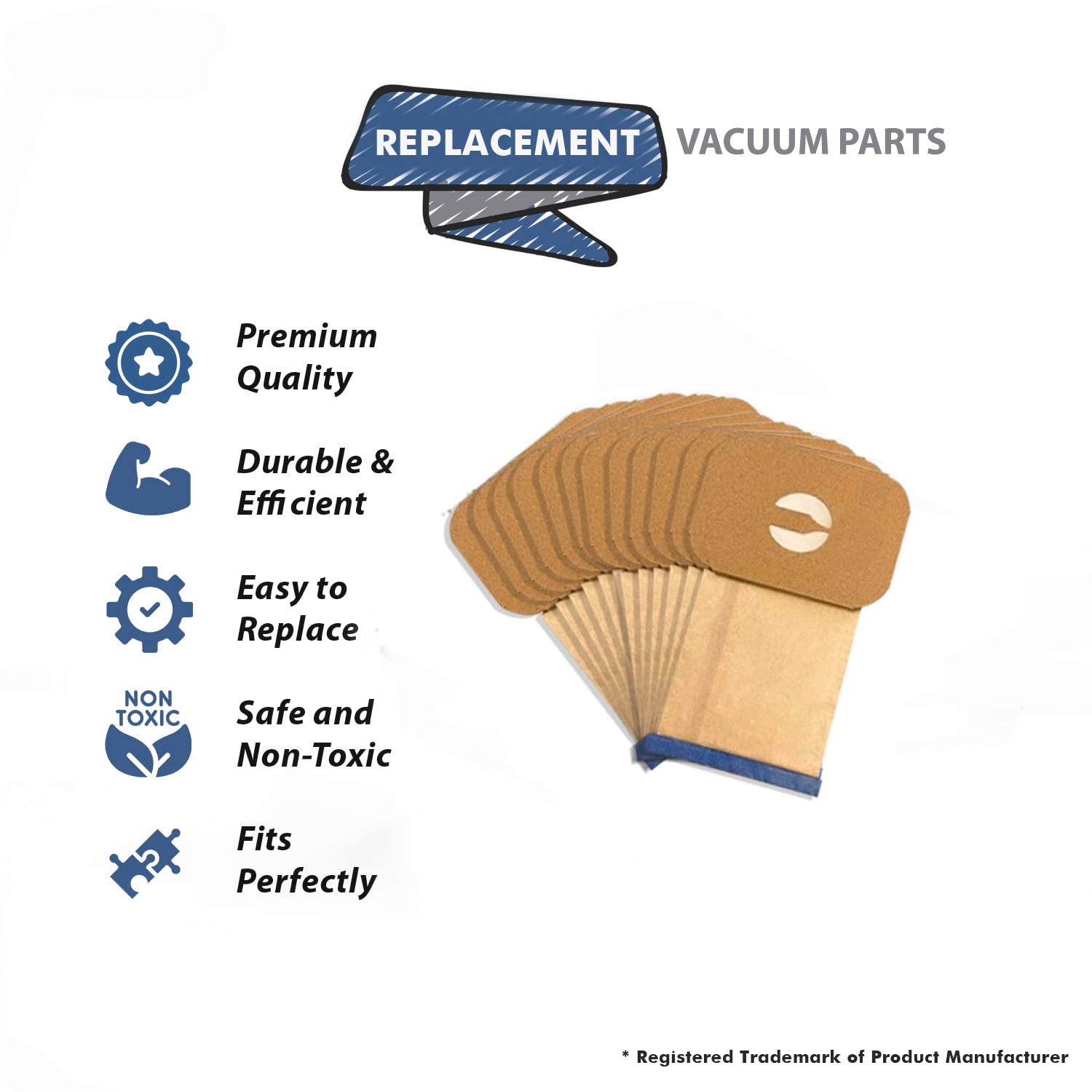 Topvacuumparts Replacement Micro Filtration Vacuum Bags Upright Style U and ProTeam Prolux  # compare to parts 138FPC