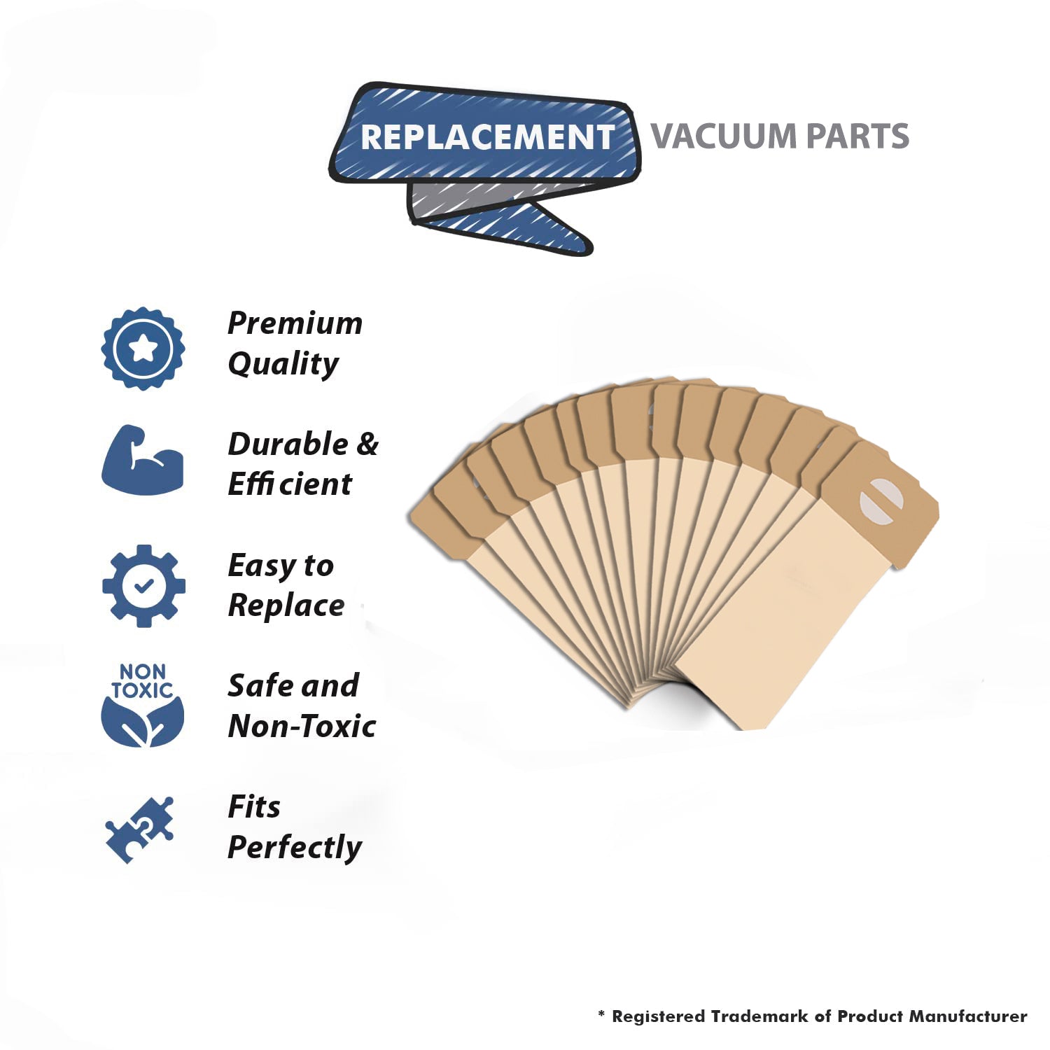 Topvacuumparts Replacement for Electrolux Bags U Style Upright Vacuum Cleaner # compare to parts 138FPC