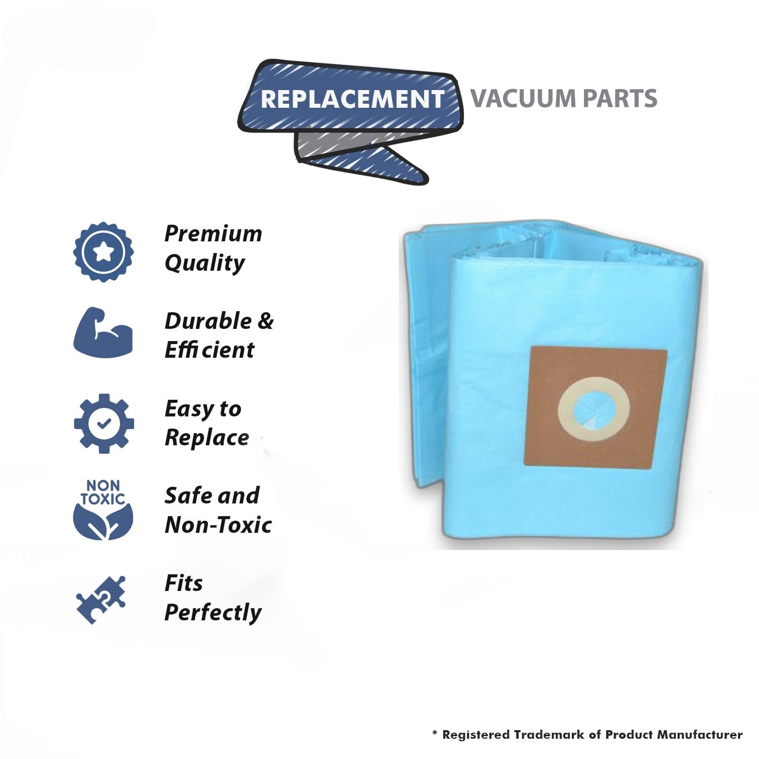 Topvacuumparts Replacement Part For Oreck PF2004 Mastercraft Wide Area Upright Vacuum Cleaner Paper Bags 5PK # compare to part 14-2462-01