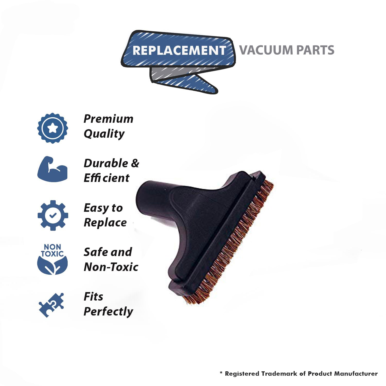 Topvacuumparts Replacement Part For Fit All Vacuum Cleaner Upholstery Tool with Horse Hair Slide On Brush # compare to part 14004