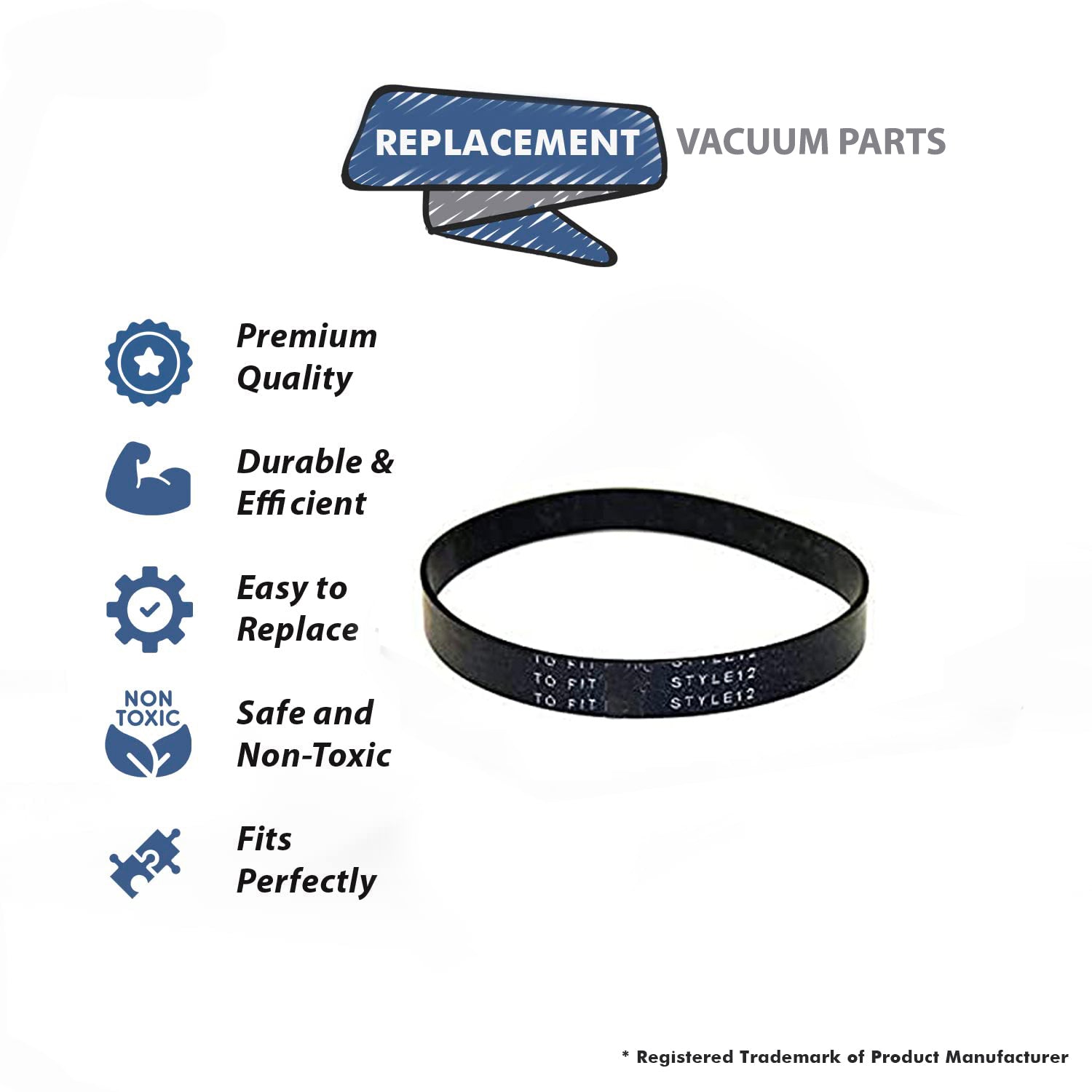 Topvacuumparts Replacement Part For Royal 087300, 087400, 087305 Style 12 Flat Vacuum Cleaner Belt # compare to part 14836