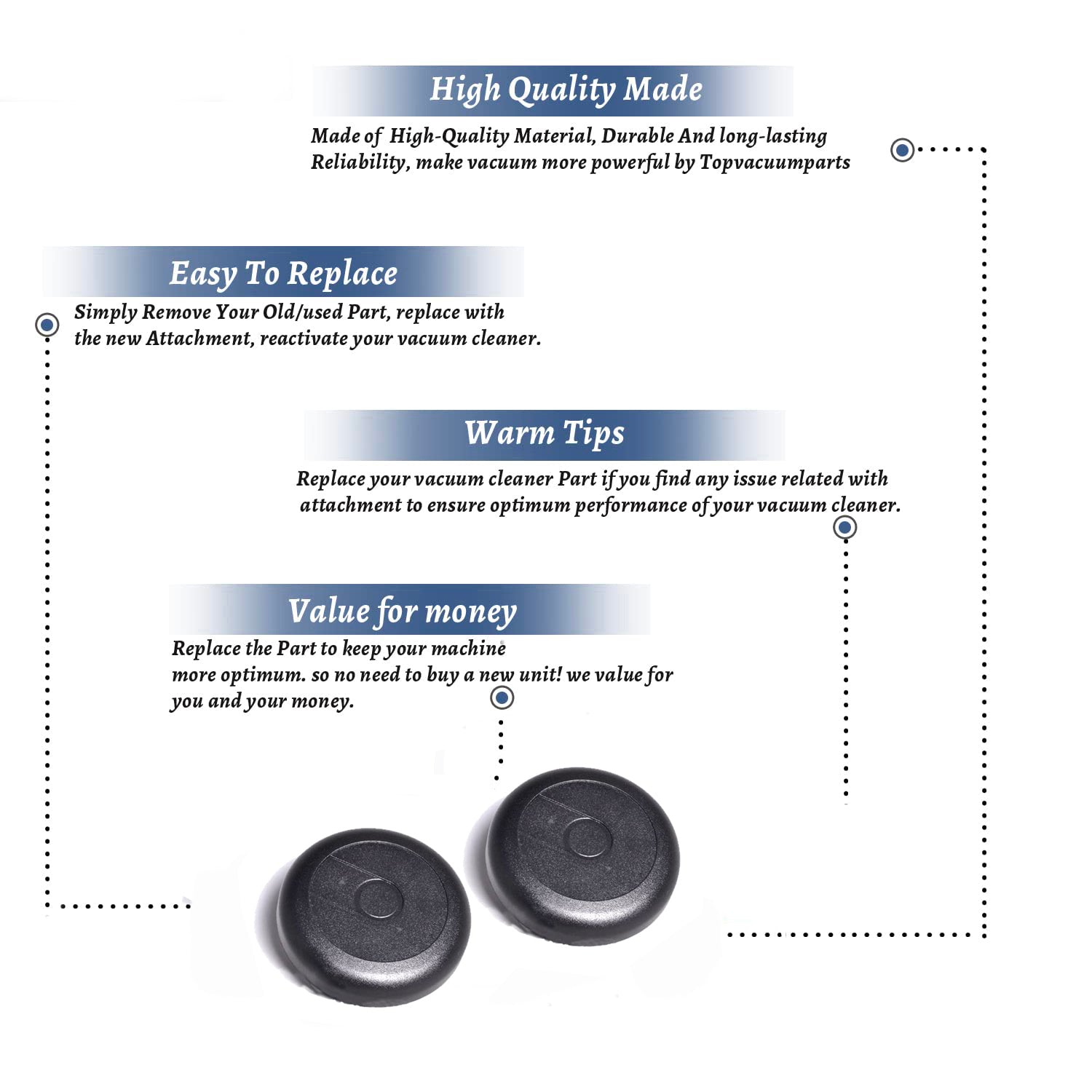 Topvacuumparts Replacement Part For Eureka Mighty Mite Vacuum Rear Wheels (2Pack) # compare to part 15409A-119N